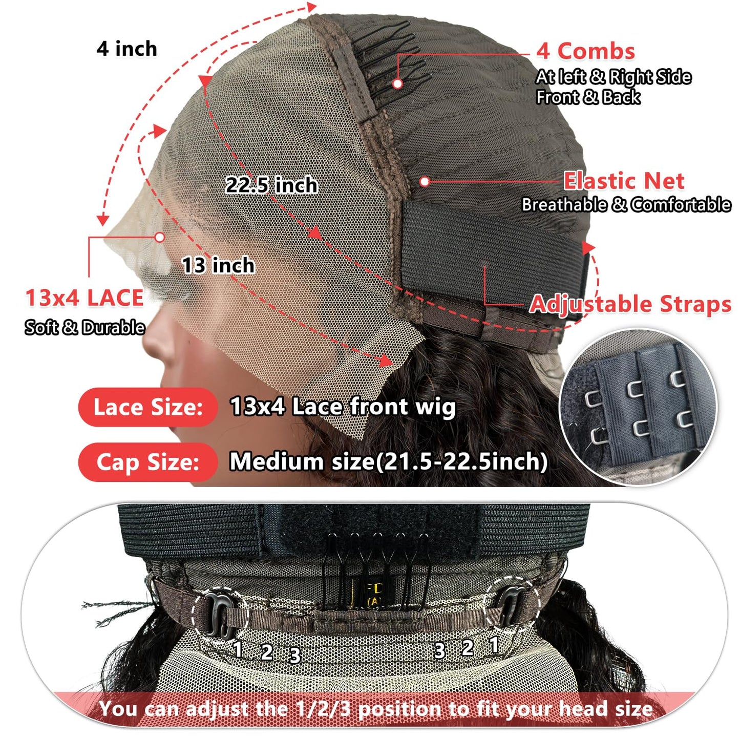 Deep Wave 13x4 HD Lace Front Wigs Human Hair Pre Plucked 12 Inch Short Bob Human Hair Wigs for Black Women Glueless Lace Frontal Closure Curly Wig Perruque Femme Humain Naturel