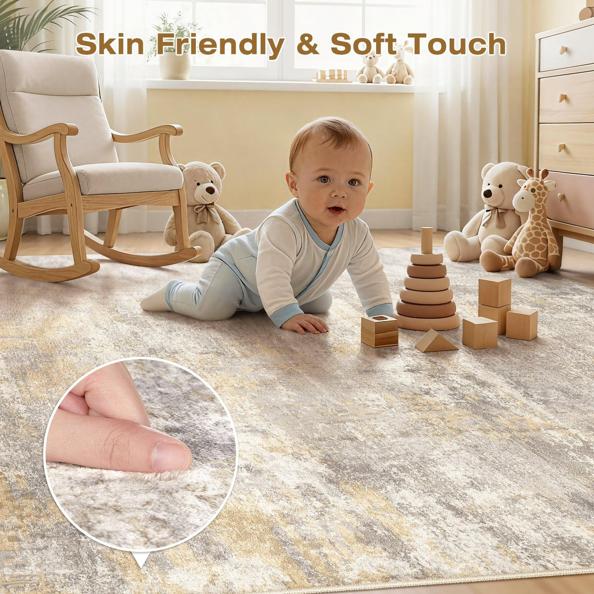 cotiled 5x7 Area Rug for Living Room Large Modern Neutral Abstract Rugs Washable Nonslip Backing Soft Carpet for Bedroom Dining Room Office Decor Grey/Brown