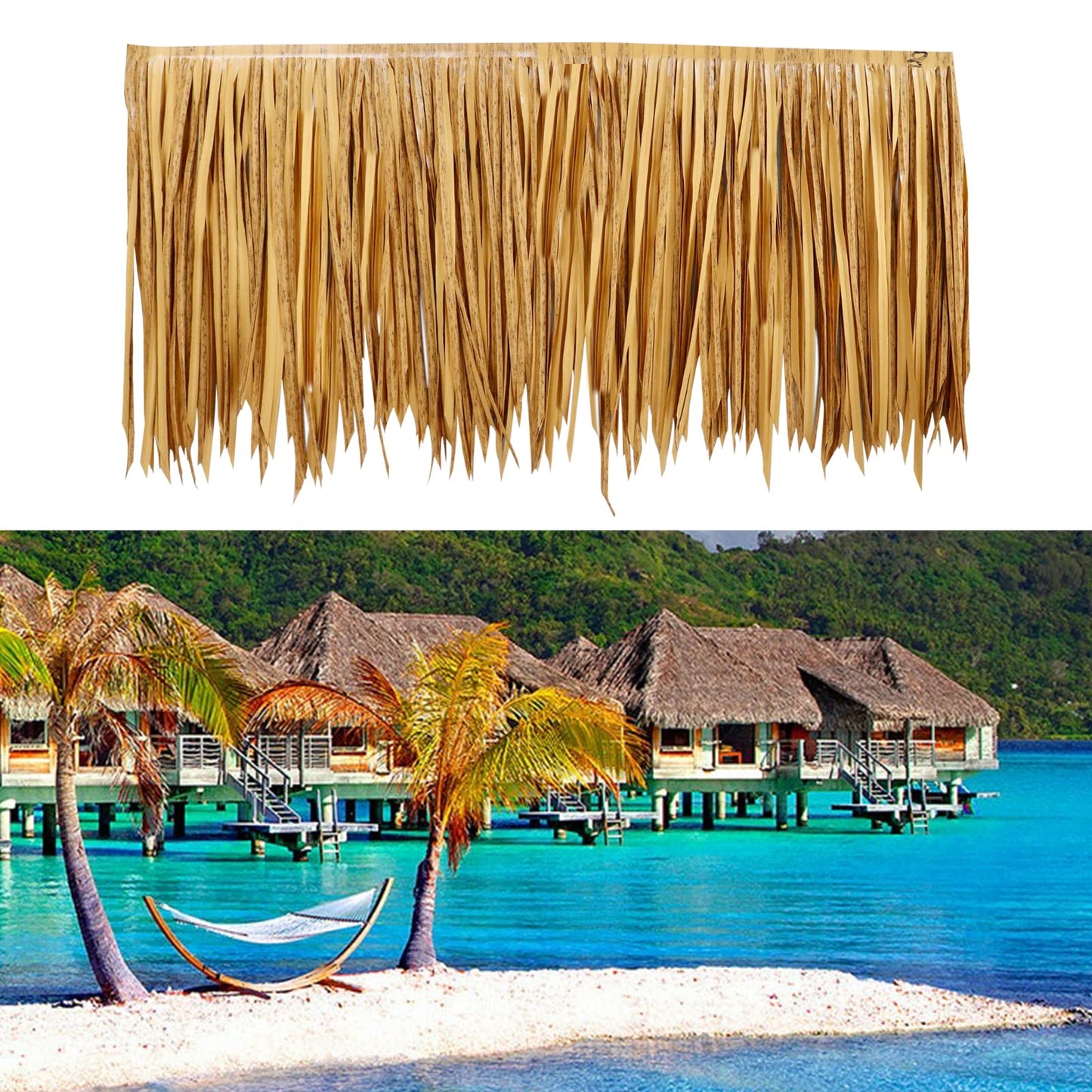 Straw Roof Thatch –Mexican Style Artificial Palm Thatch Rolls Tiki Bar Hut Grass,Palapa Thatch Roofing for Garden Patio Umbrella Covers Fence Party Decoration