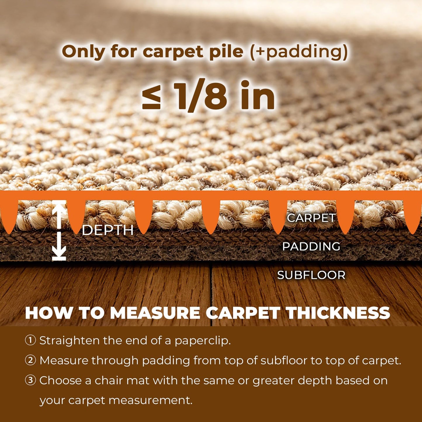 SHAREWIN Office Chair Mat for Carpet Floors, 47" x 59" Clear Desk Chair Mats for Low Pile Carpeted Protector, Sturdy PVC Computer Thin Chair Mats Anti-Slip and Easy to Clean for Home & Office