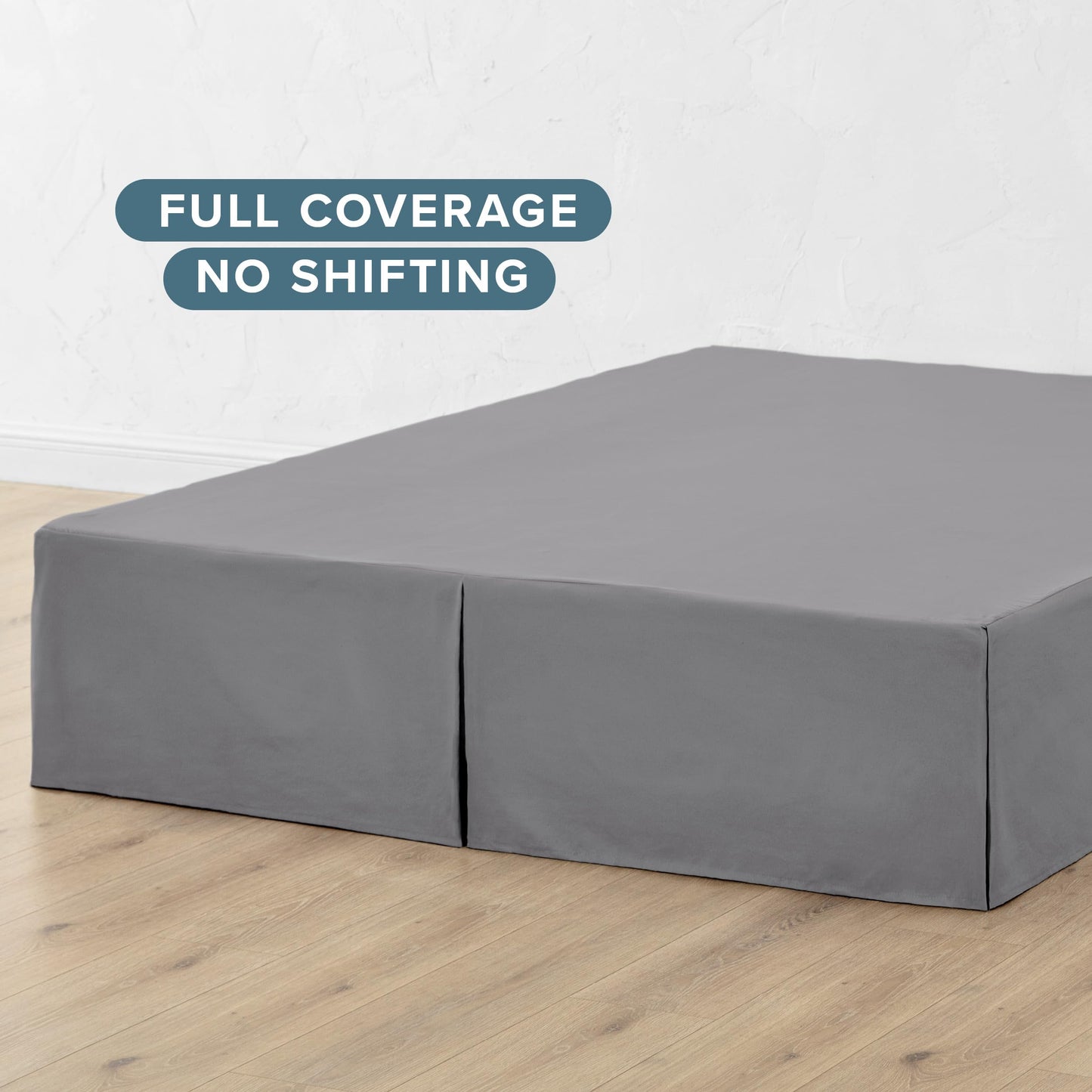 Bare Home Bed Skirt Double Brushed Premium Microfiber, 15-Inch Tailored Drop Pleated Dust Ruffle, 1800 Ultra-Soft Collection, Shrink and Fade Resistant (Queen, Grey)