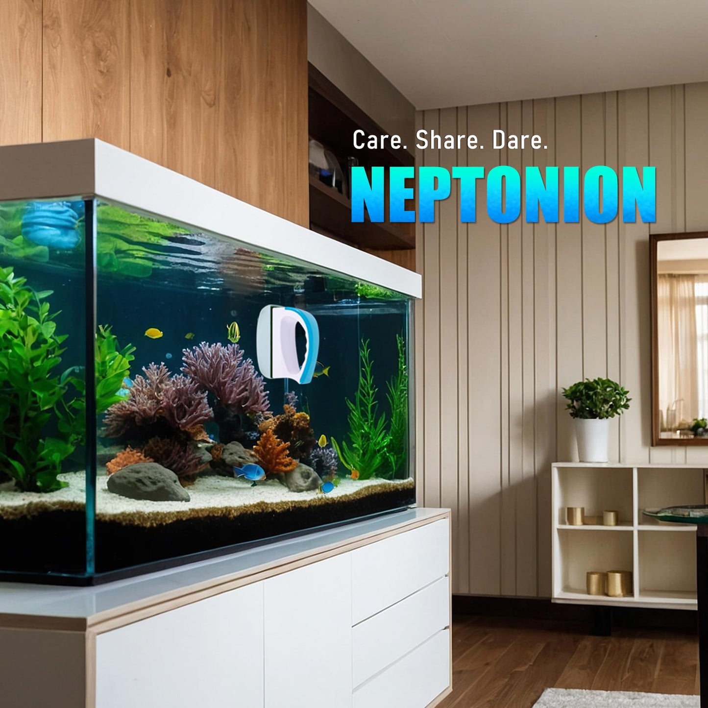 NEPTONION Magnetic Aquarium Fish Tank Glass Algae scrapers Glass Cleaner Scrubber Clean Brush [Floating,Scratch-Free,Non-Slip,magnetizing]