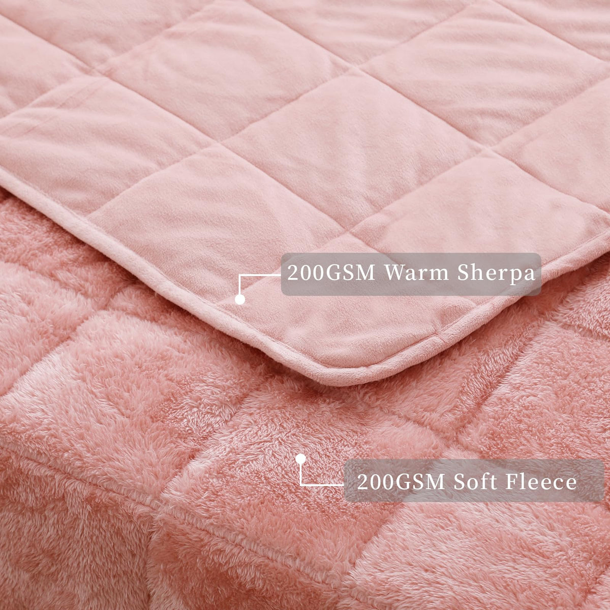 CODUM Weighted Blanket, Plush Fleece Blanket Ultra Soft - Fluffy Cozy Throw for Bed Couch Sofa, Warm Fuzzy Blanket for Adults (Pink, 60"x80" 15 lbs)