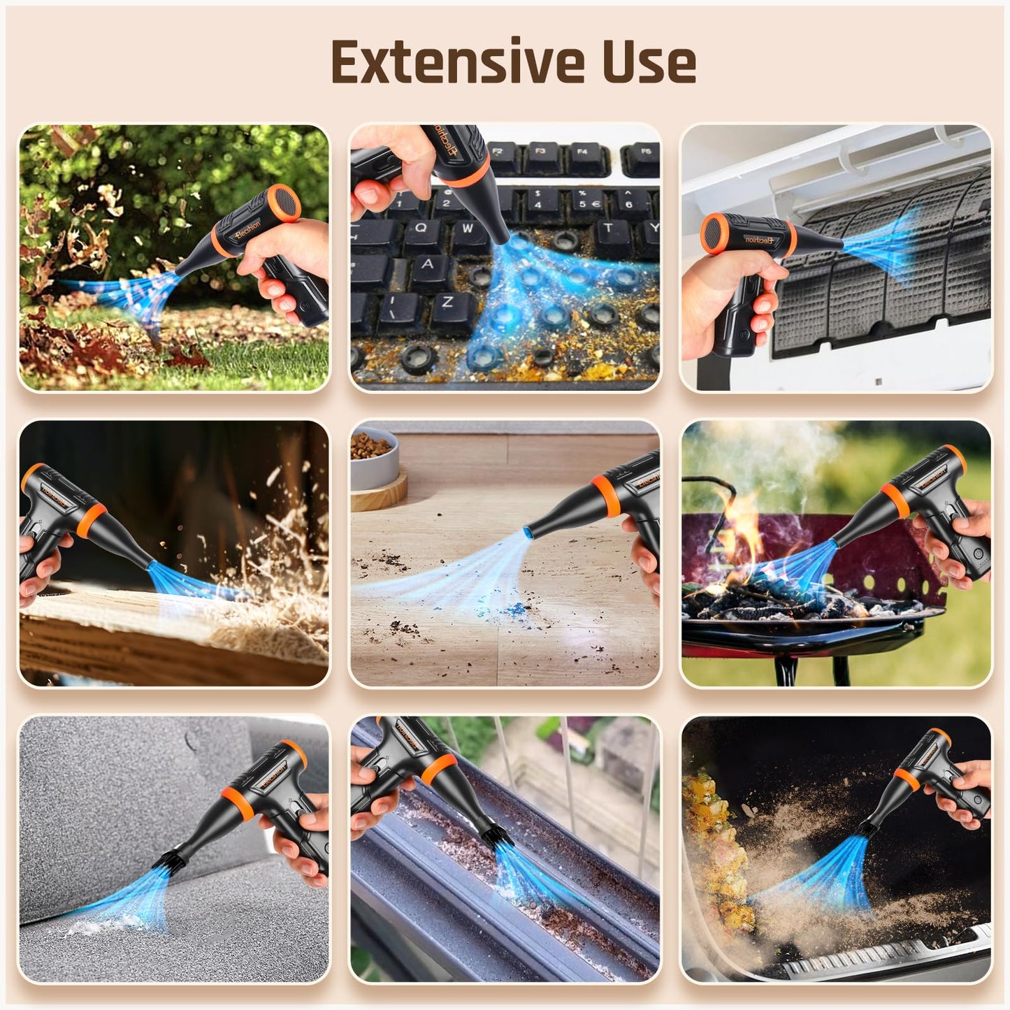 Compressed Air - Electric Air Duster, 50 mph 110000RPM Super Power Compressed Air Duster for PC/Computer/Blaster/Keyboard/Home, Variable Speed Cordless Canned Air Mini Dust Blower Quick Dusting