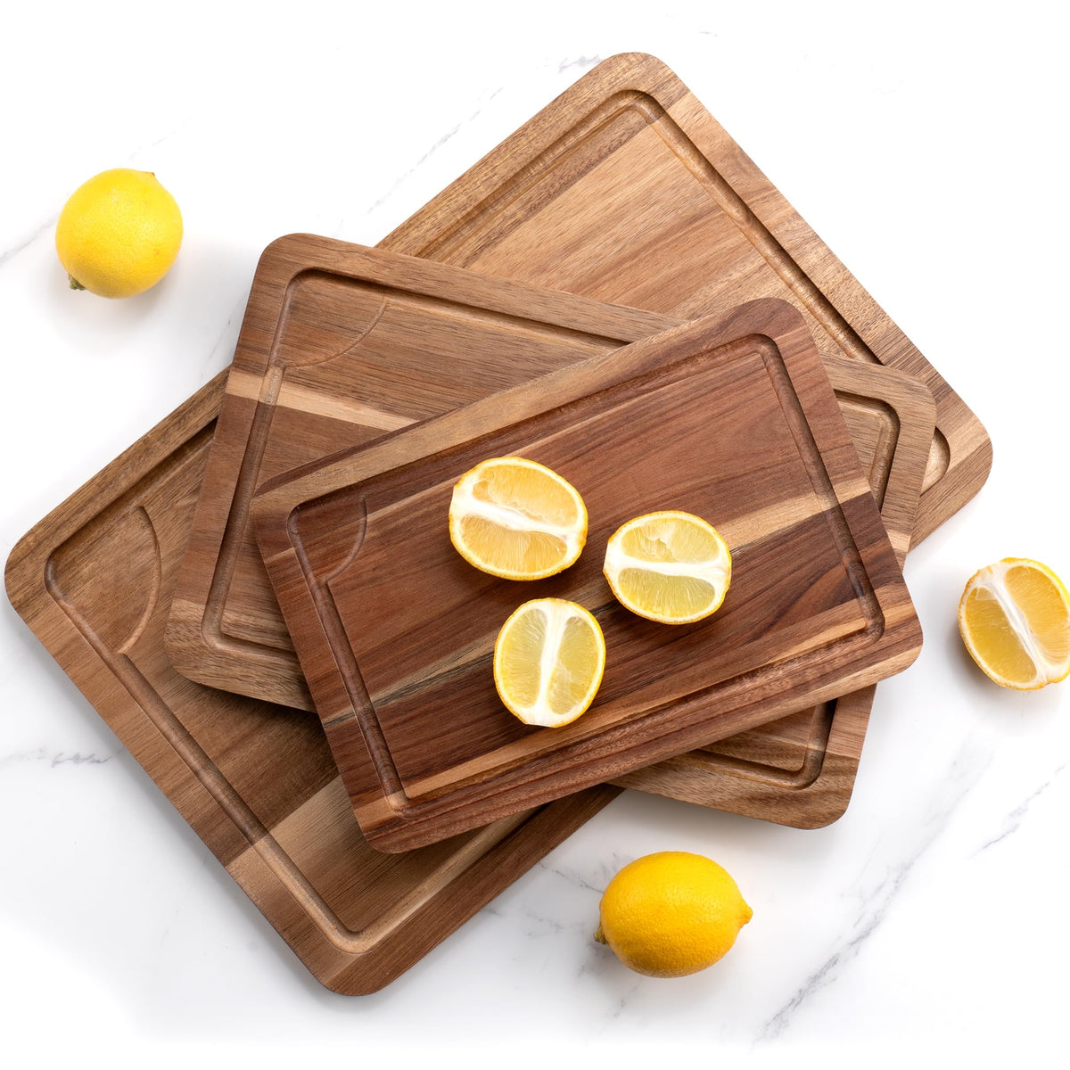 Wooden Cutting Boards for Kitchen, Wood Cutting Board Set with Juice Groove, Chopping Boards Set of 3（Small, Meduim & Large Charcuterie & Chopping Butcher Block for Meat