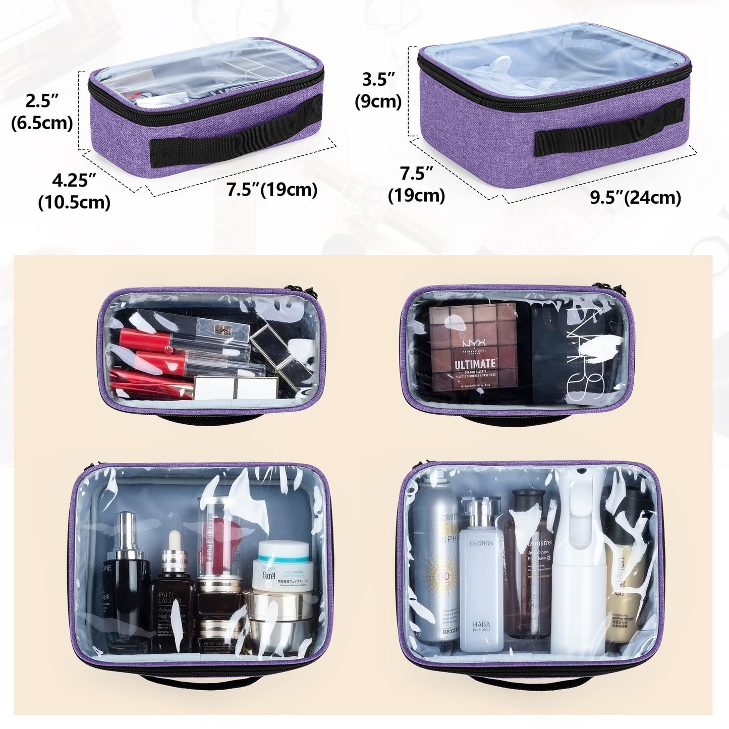 BAFASO Large Makeup Artist Bag Cosmetic Bag with 4 Inner Removable Pouches, Multifunctional Hair Bag to Keep Makeup and Hair Supplies, Purple