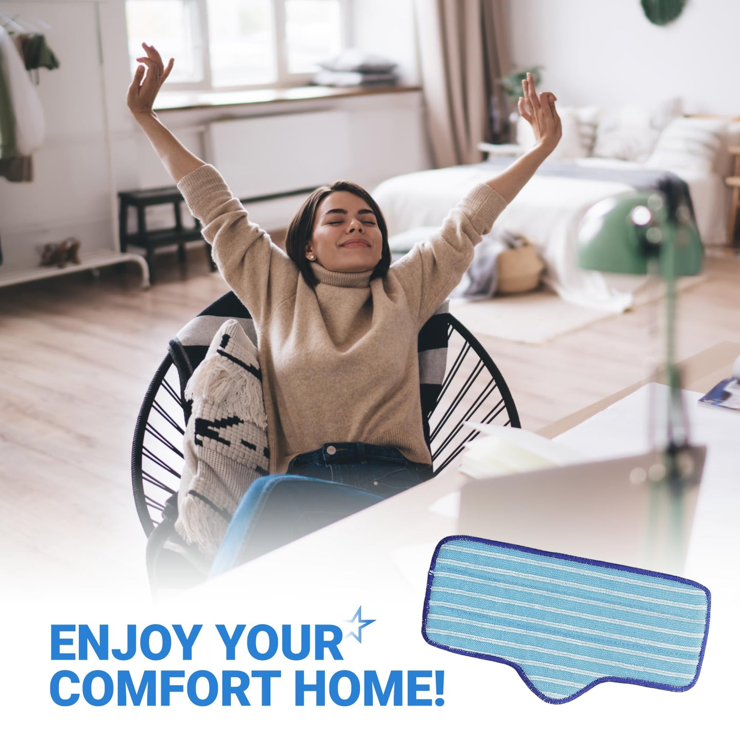BlueStars 10 Pack Microfiber Pad Compatible with Dupray Neat Steam Cleaner - Durable, Reusable and Machine Washable - Designed for Multiple Surfaces, Effectively Clean Hardwood, Tile & Stone Floors