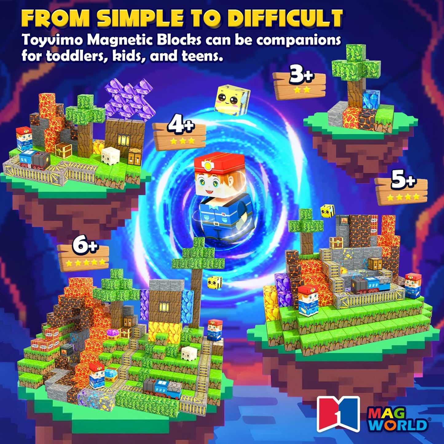 200PCS Magnetic Blocks STEM Sensory Kids Building Toys Magnetic Tiles with Magnet Board for Kids Ages 3+ Birthday for 3-5 6-7 8-12 Year Old Boys & Girls