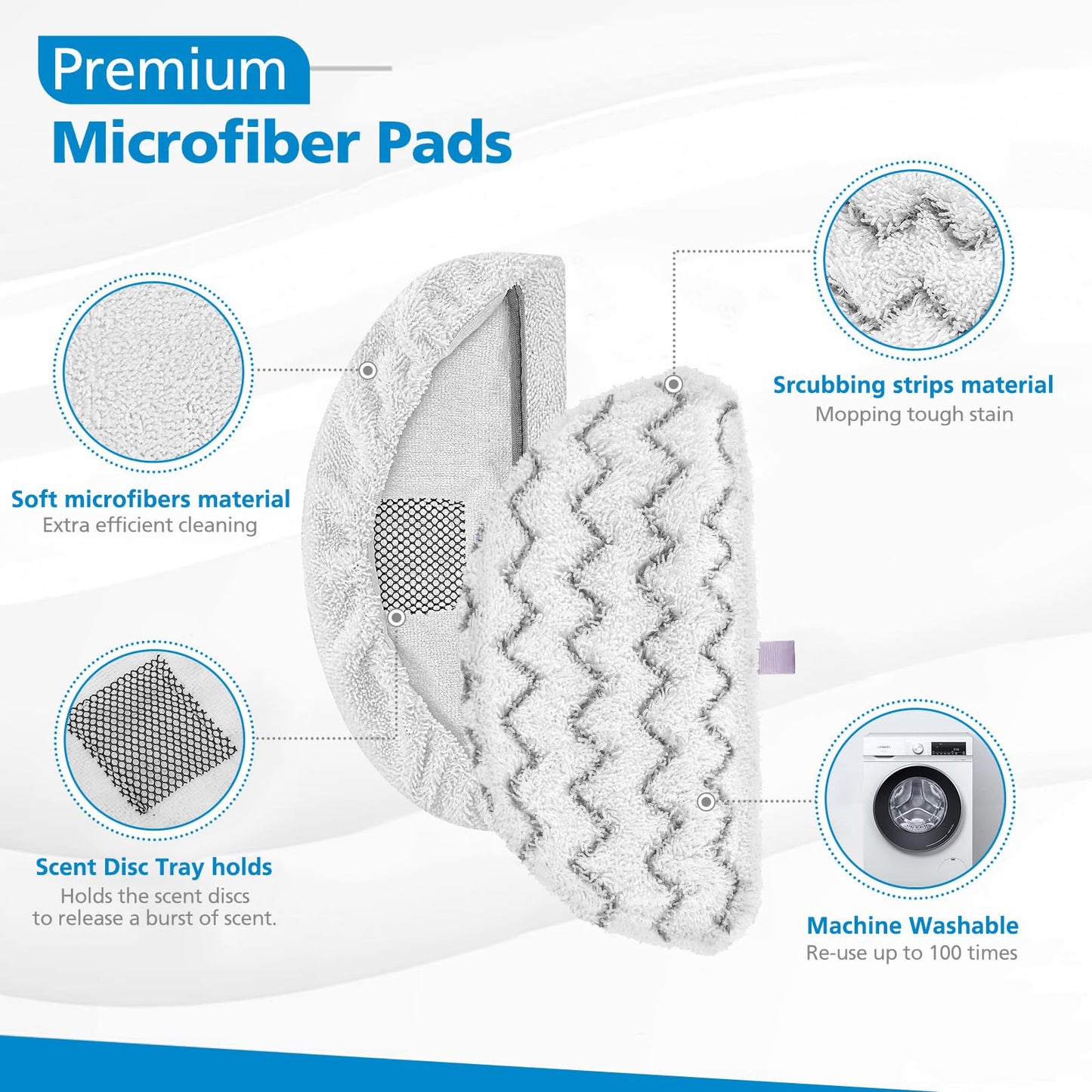 1940 for Bissell Steam Mop Pads for Bissell PowerFresh Steam Mop 1806 1544 1440 2075A 2685A 1940W 19404 Series, Model 19402 19408 1940a 1940f 1940q 1940t B0006 B0017, Part #5938#203-2633, 4 Pack