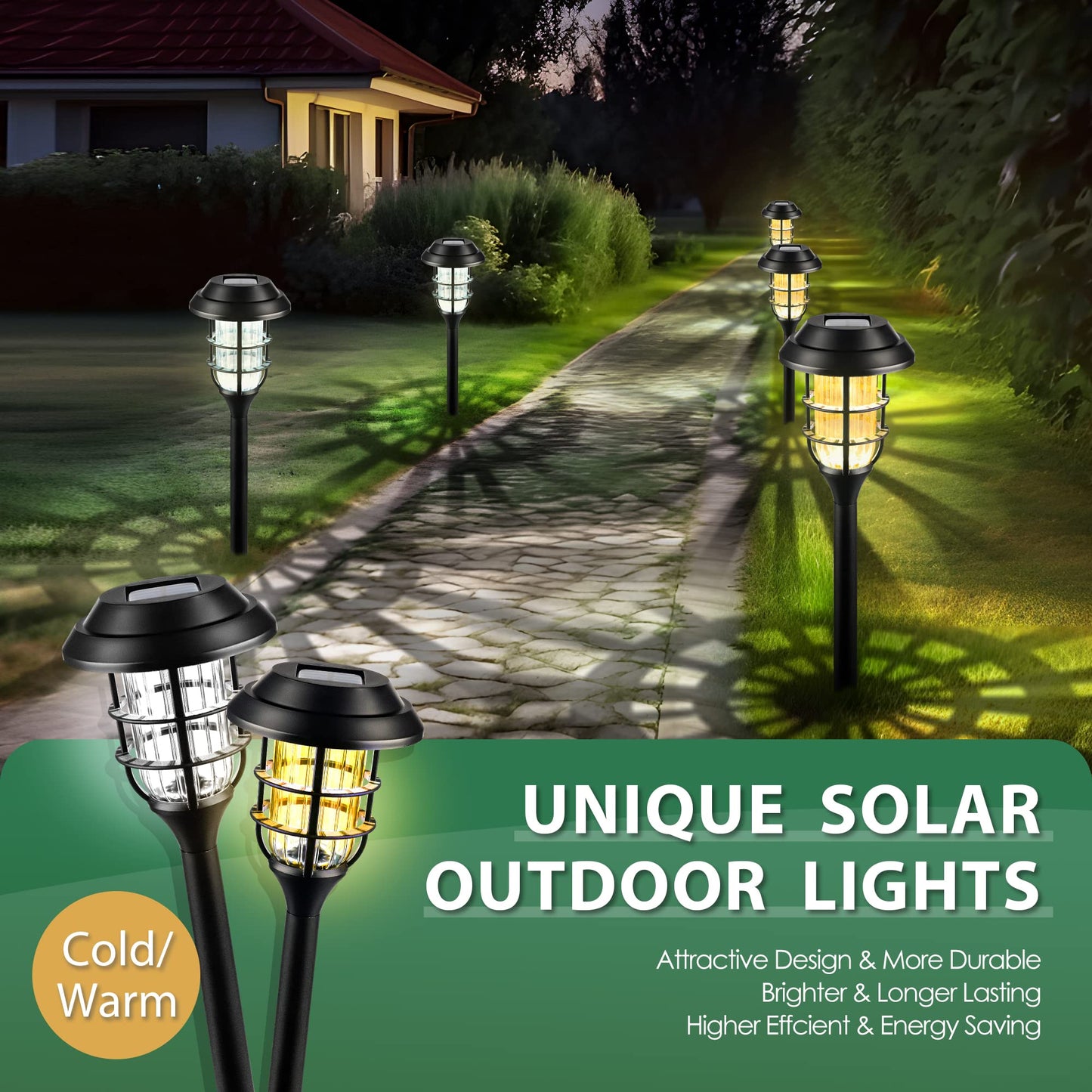 SOLPEX Solar Lights for Outside, Solar Outdoor Lights 8 Pack, Up to 10 Hrs Auto On/Off Garden Lights Waterproof, Solar Powered Landscape Lighting for Yard, Garden, Walkway-(Cold White)