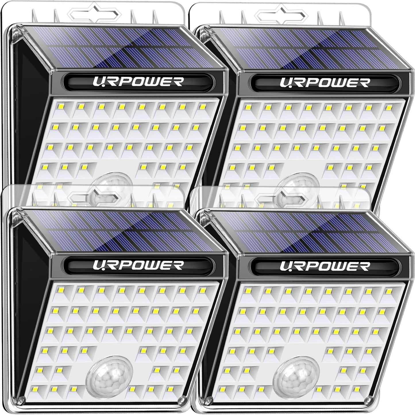URPOWER Solar Lights 8 LED Wireless Waterproof Motion Sensor Outdoor Light for Patio, Deck, Yard, Garden with Motion Activated Auto On/Off (4-Pack)