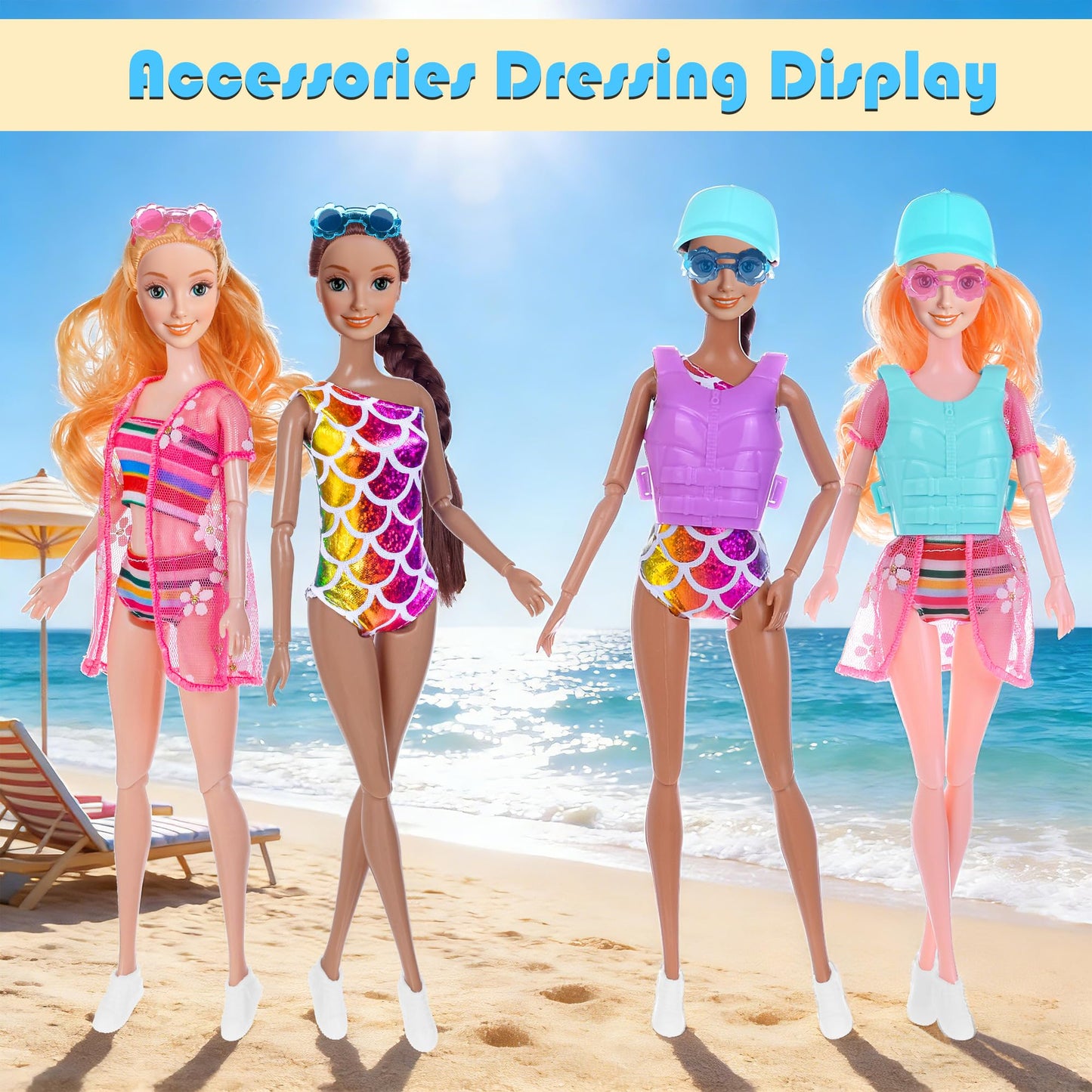 ebuddy Fashion Dolls and Boat Playset - 11.5 Inch Dolls with Swimwear, Life Vests, Accessories, 5.5 Inch Doll, Pet Puppy and Dolphin Toy - Summer Beach Adventure Gift Set for Girls