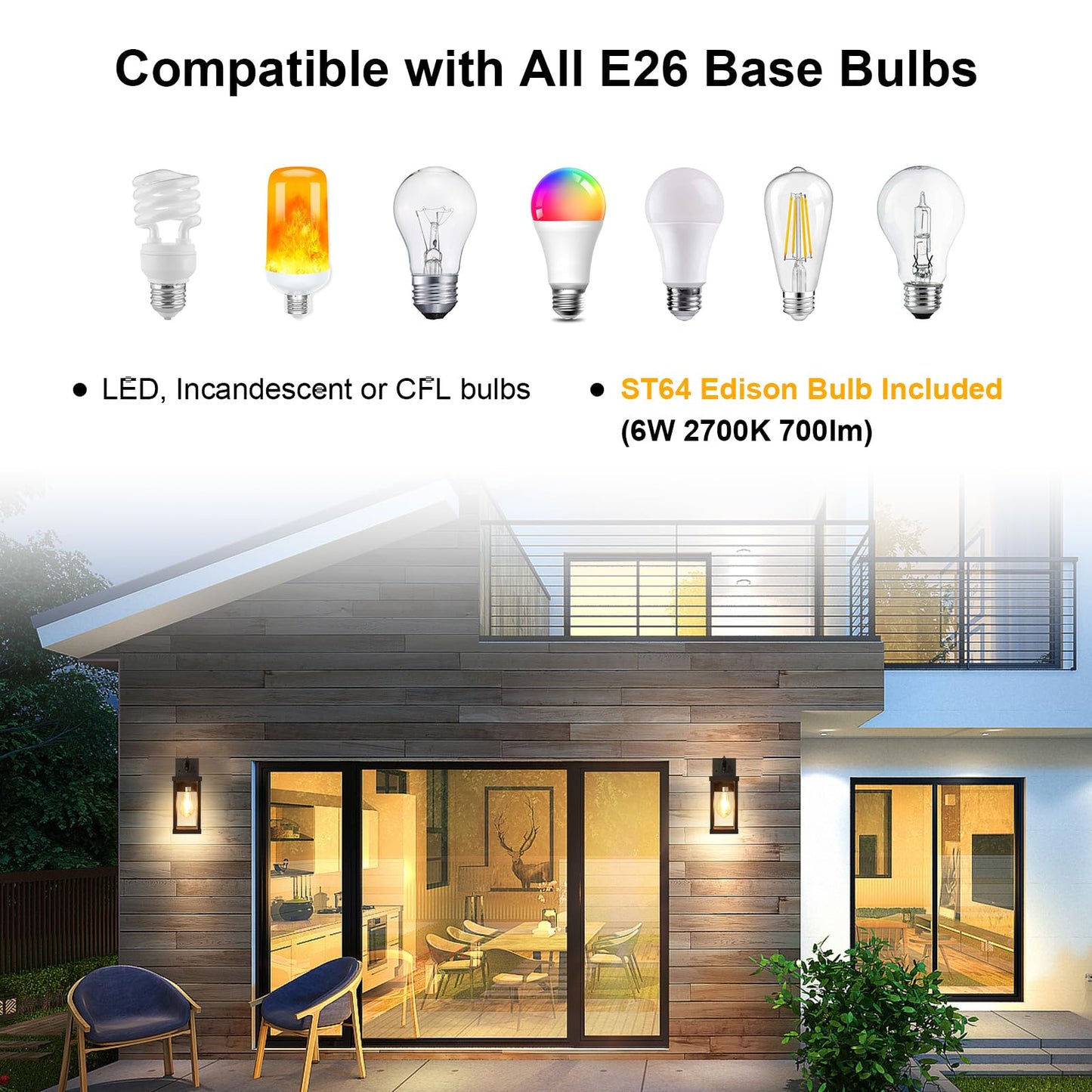 TOPKDA 2 Pack Dusk to Dawn Outdoor Light Fixture, Modern Outdoor Wall Light with Tempered Glass, Anti-Rust Aluminium Exterior Light Fixtures Wall Mount, Black Outside Lights for House, Porch, Garage
