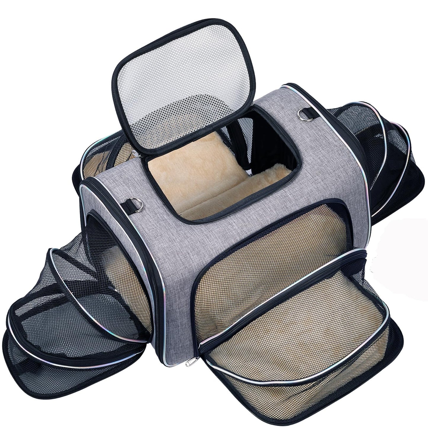 Cat Travel Bag 4 Sides Expandable Pet Carrier Airline Approved Folding Soft Sided Transport Tote Bag for cat