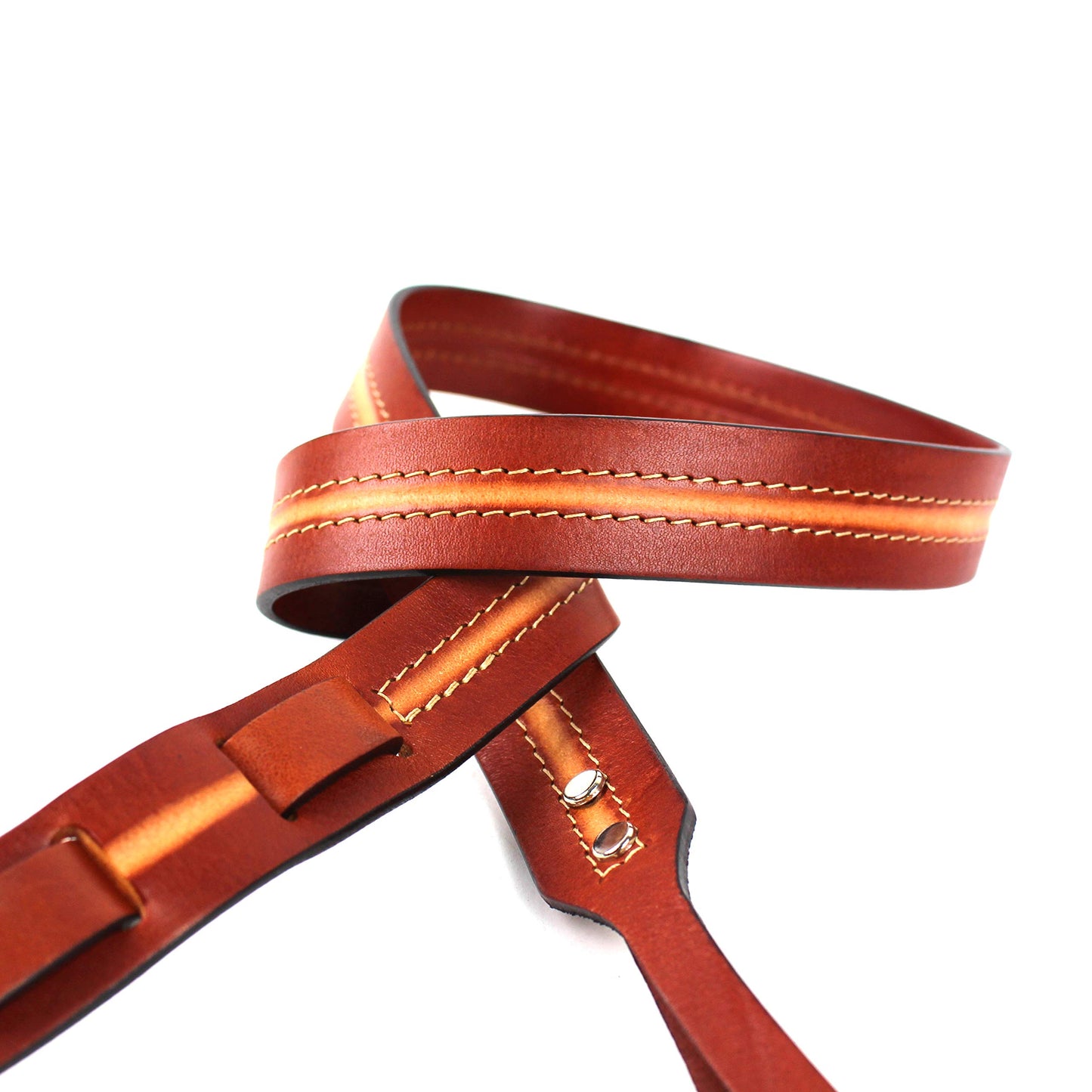 Walker And Williams M-11 Retro Chestnut & Tan Grain Leather Mandolin, Mandola, Bouzouki or Uke Strap