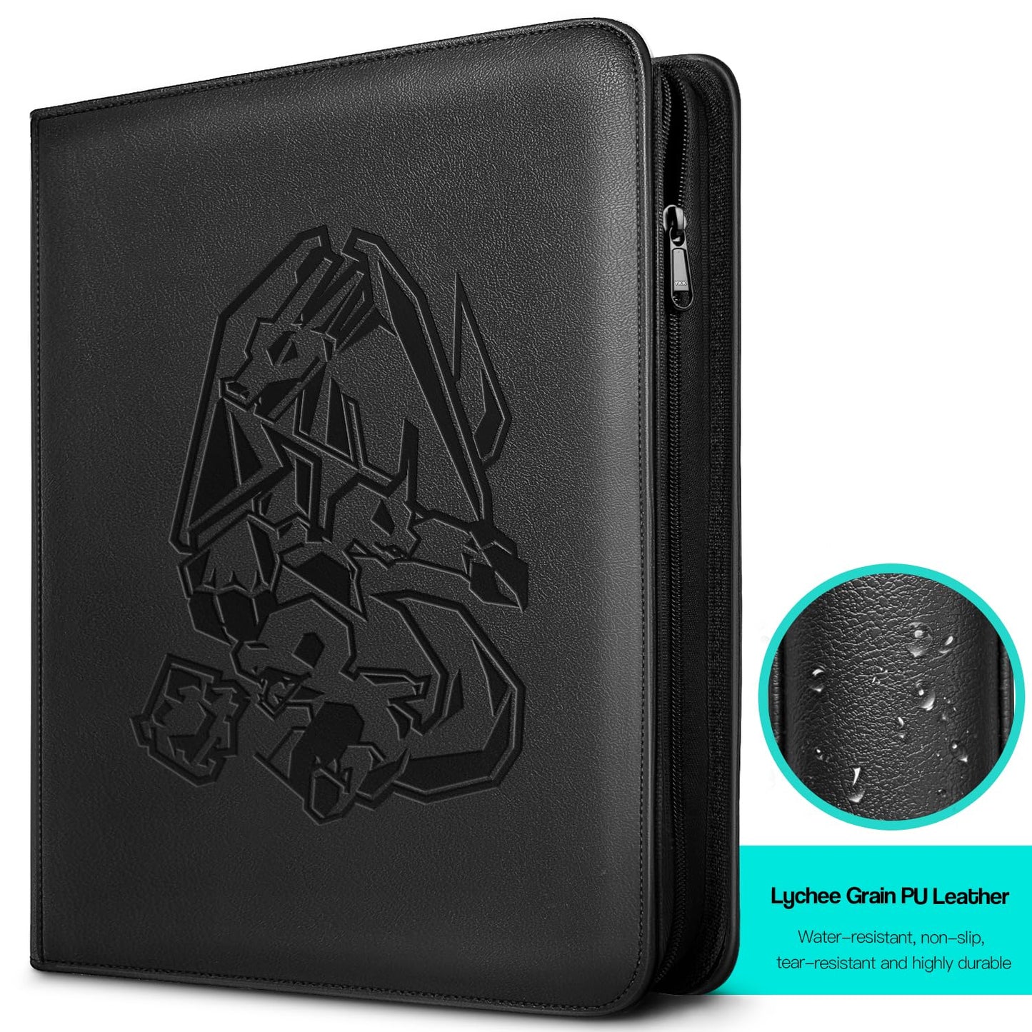Ravaver 9 Pocket Card Binder, 540 Cards Trading Cards Games Collection Holder with YKK Metal Zipper & Side-Loading Sleeves, Premium Gift for Card Collectors (Black)