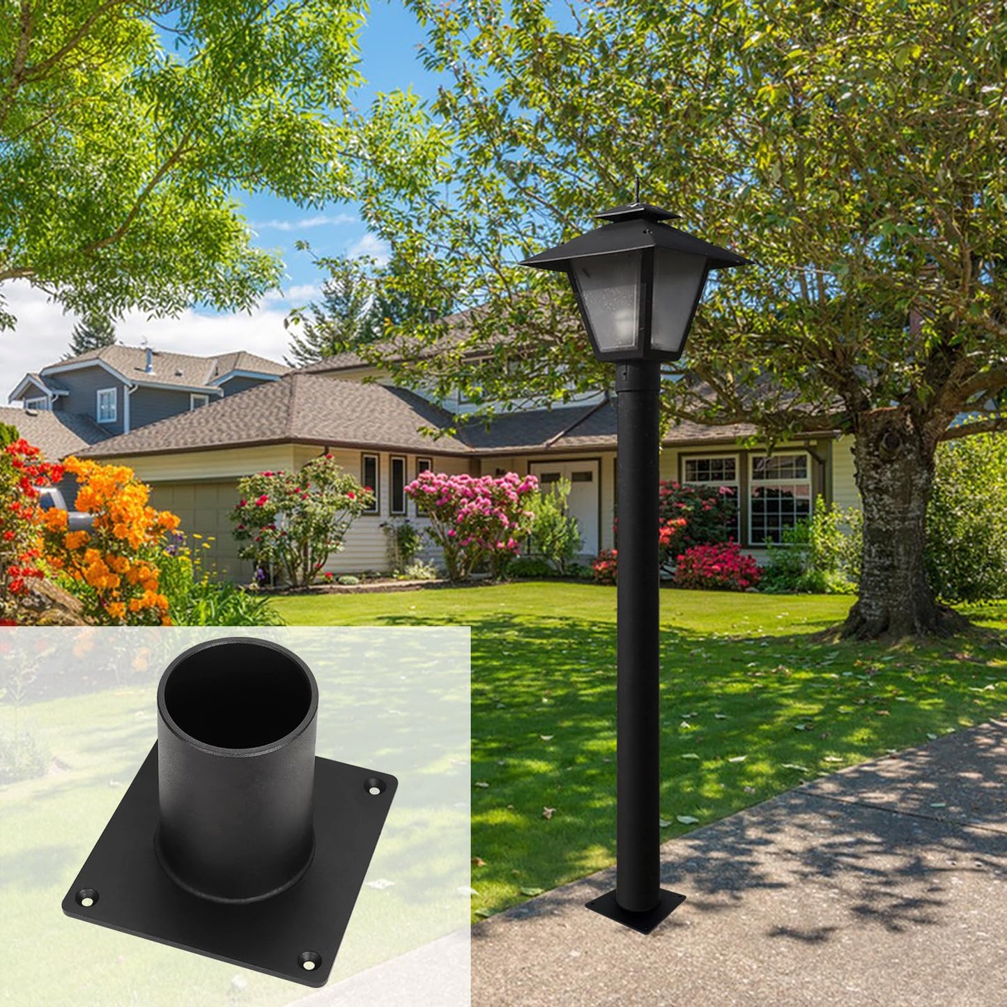 Heavy Duty Pier Mount Adapter for 3" Surface Mount Post, Mounting Hardware Included