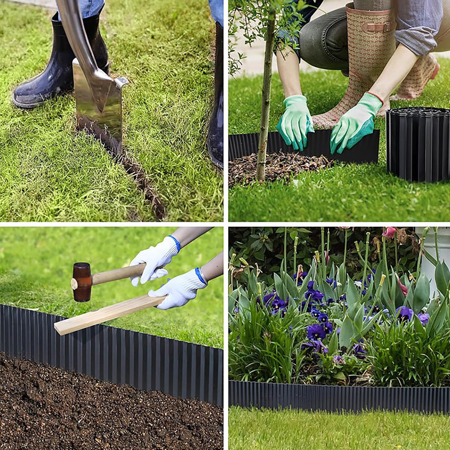 Metal Garden Edging Border 6” x 40ft, Bendable Sturdy & Flexible Landscape Lawn Edging, Wide-Corrugated Landscape Border for Raised Flower Beds, Tree Surrounds, DIY Yard Borders -Black