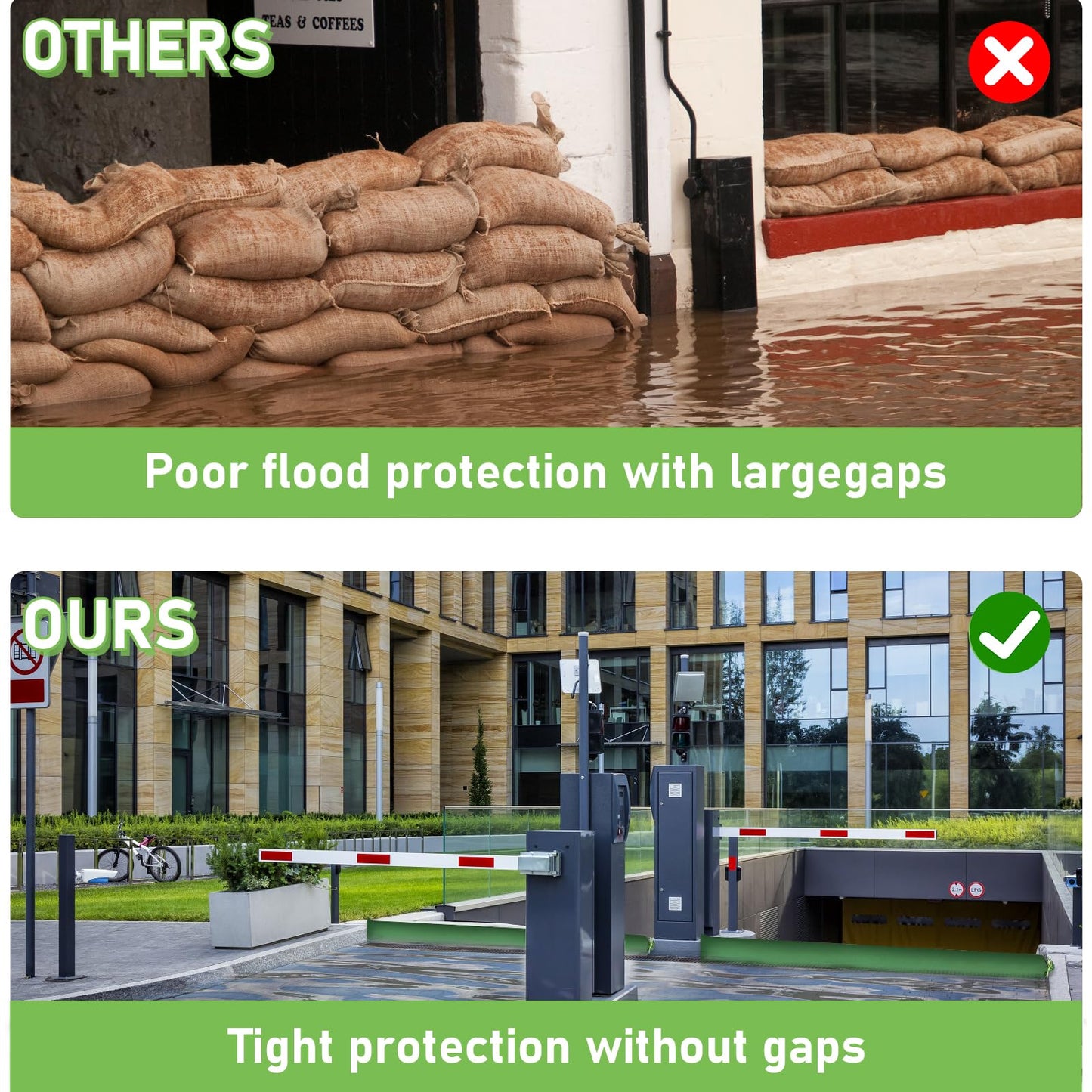 4 Pcs Long Canvas Sandbags Thickened Flood Water Barrier Sand Bags with Elastic Band Reusable Flood Water Barrier Rain Wind Flood Barrier Tube Sandbags for Door Window Flood Control - 7FT×7.5inch