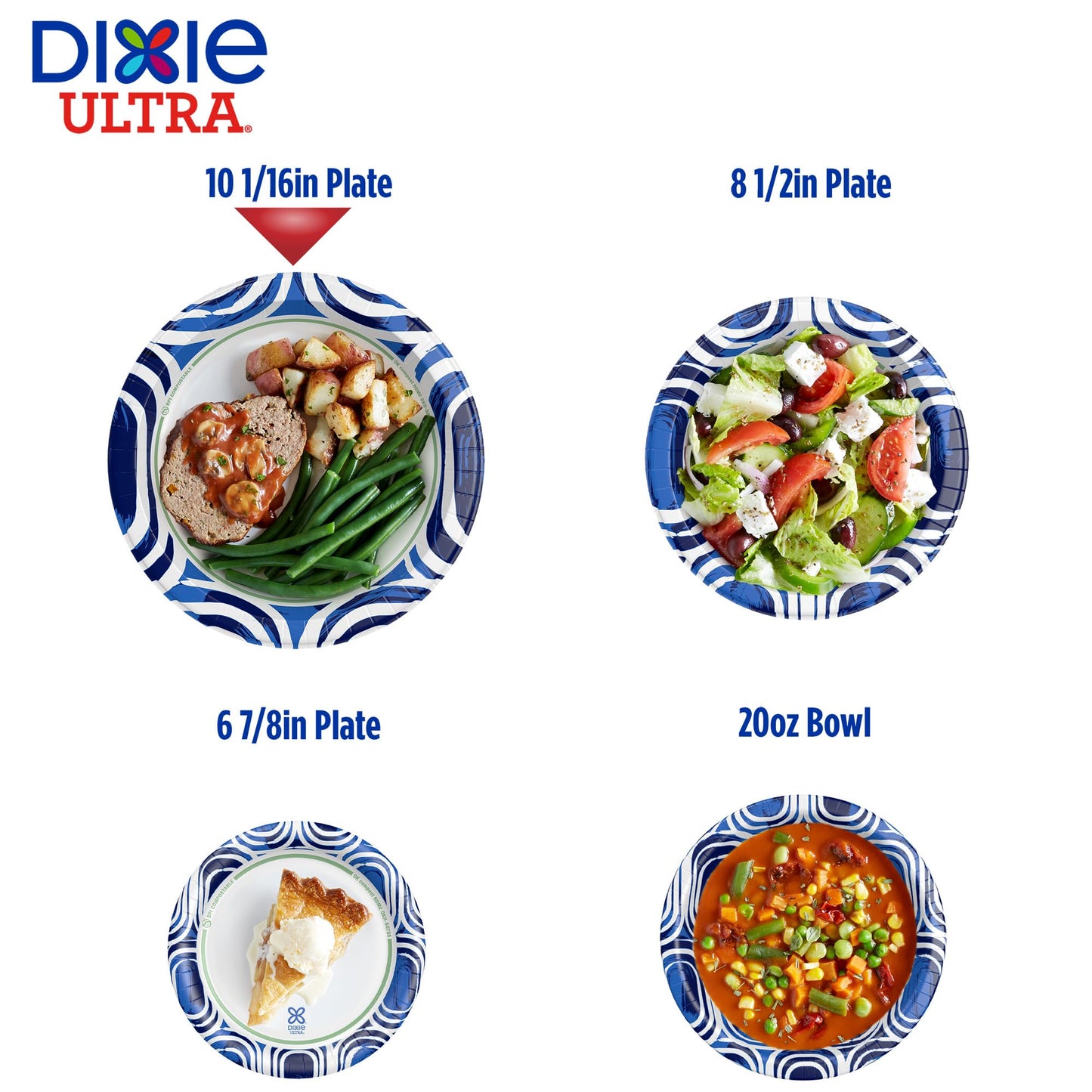 Dixie Ultra, Large Paper Plates, 10 Inch, 43 Count (Pack of 4), 3X Stronger*, Heavy Duty, Microwave-Safe, Soak-Proof, Cut Resistant, Disposable Plates for Heavy, Messy Meals