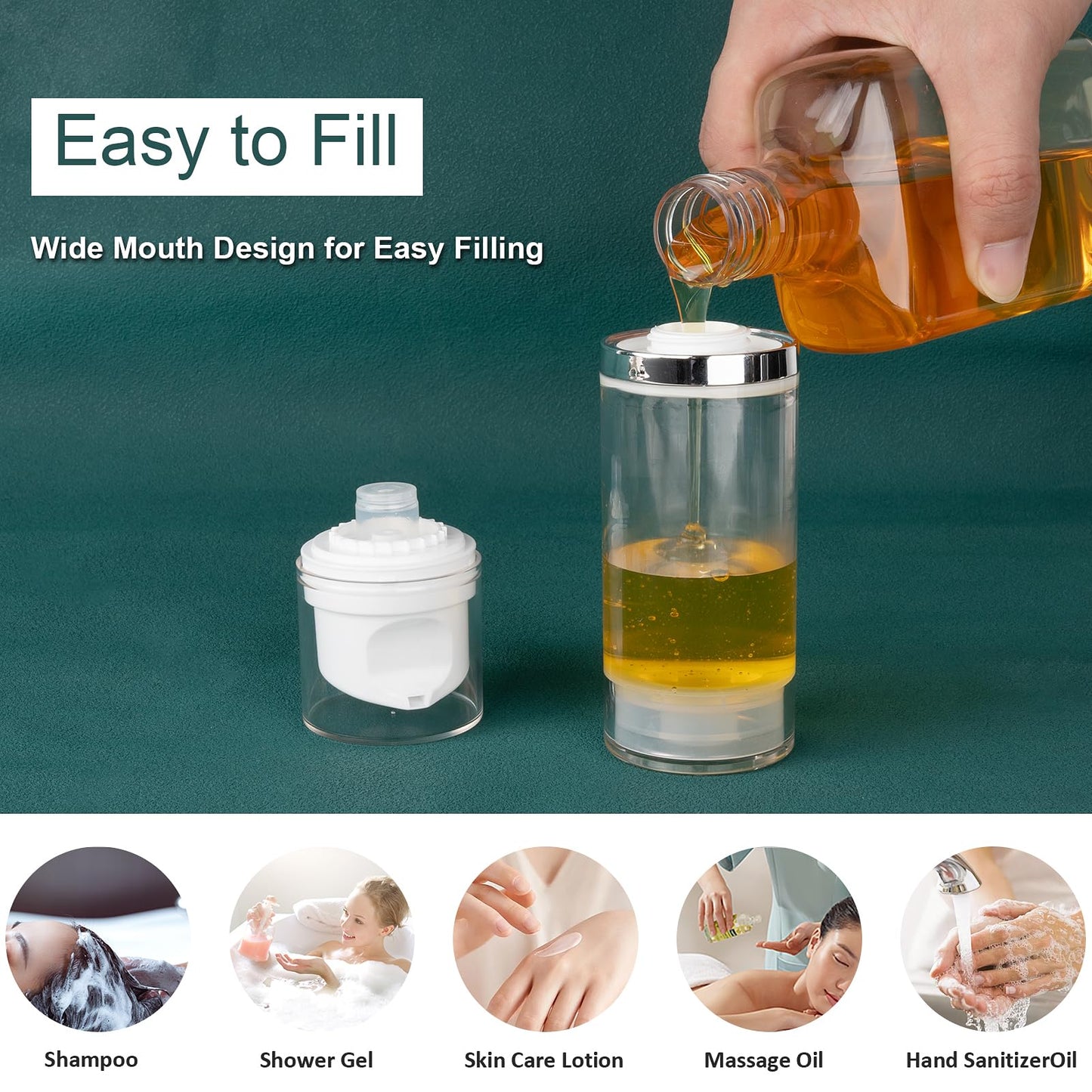 Decorniqu 7 Pack Airless Pump Bottles 3.4oz/100ml Lotion Dispenser Travel Pump Bottles for Toiletries Airless Cosmetic Pump Container Airless Pump Jar for Toiletries Shampoo Cream with Labels(Clear)