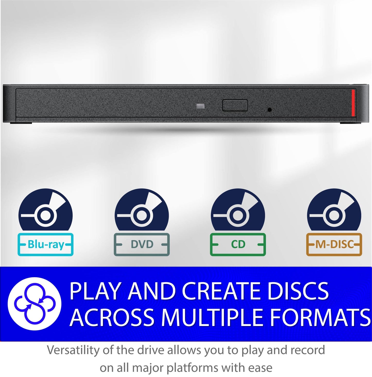 Buffalo MediaStation 6X Portable Blu-ray Drive/External, Plays and Burns Blu-Rays, DVDs, and CDs with USB 3.2 (Gen 1) Connection. Compatible with Laptop, Desktop PC and Mac