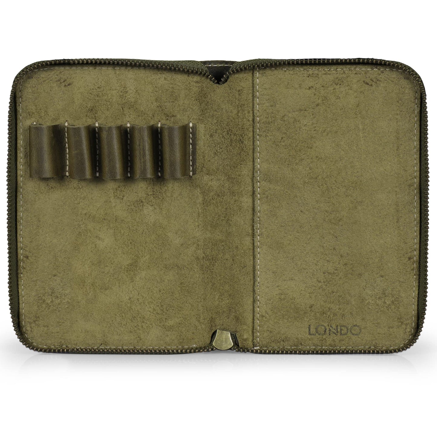 Londo Genuine Leather Padfolio with Pencil Holder Notepad and Zipper Closure (Green)