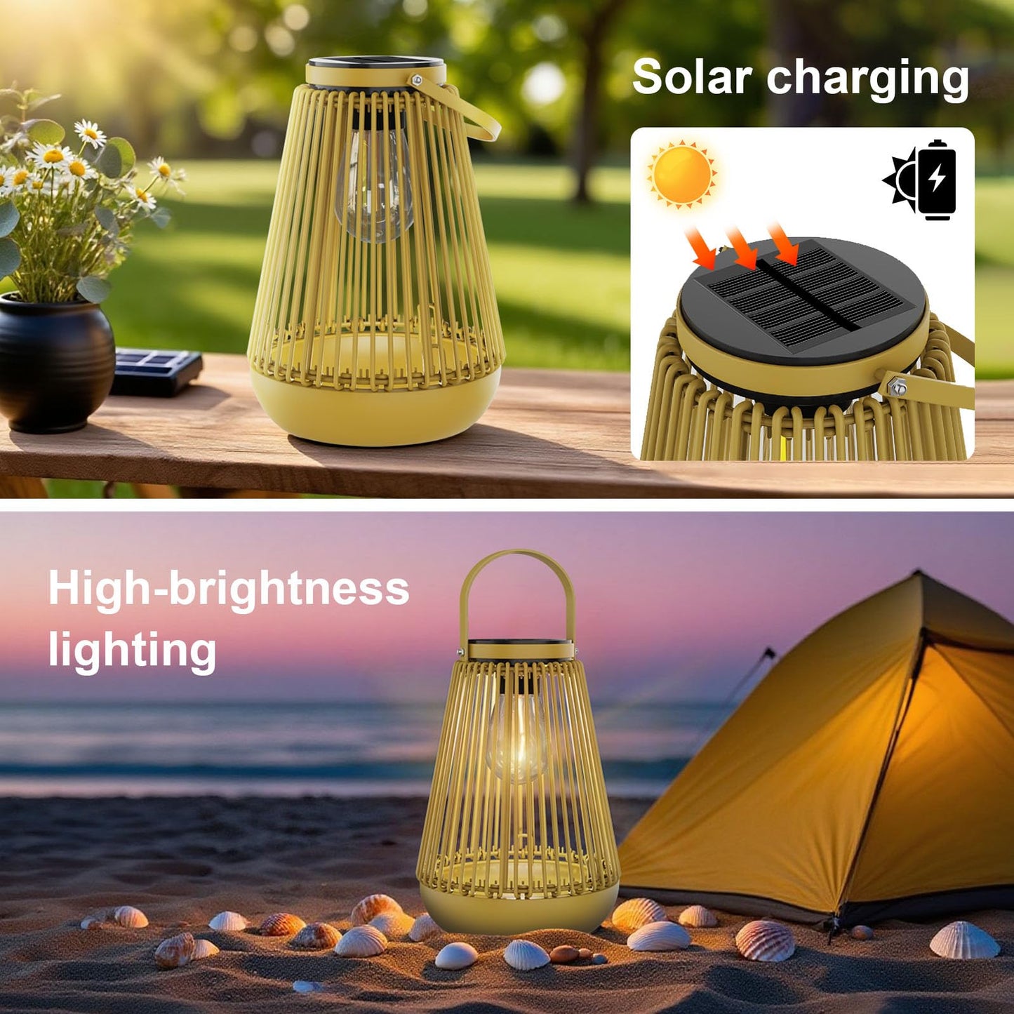 Solar Lanterns Outdoor,Solarbaby Solar Lanterns for Outdoor Decoration with LED Bulb,IP65 Waterproof Hand-Knitted Hanging Lanterns Solare Lights for Lawn Terrace Balcony Decoration,Pack of 2