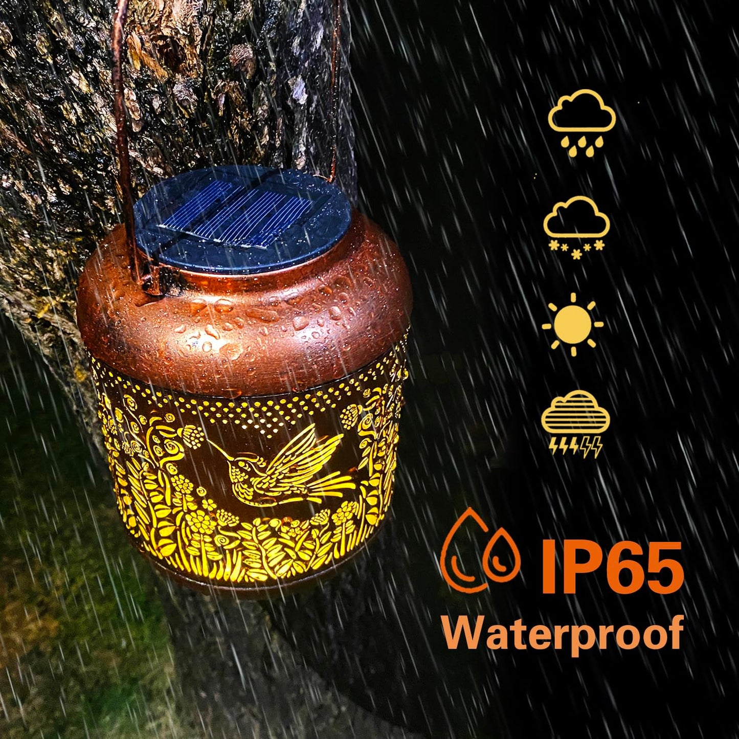 Hummingbird Solar Lanterns Outdoor Waterproof Hanging Solar Lights Hummingbird Gifts for Women Men Metal Bird Decorative LED Lanterns for Yard, Patio, Lawn, Garden Decor