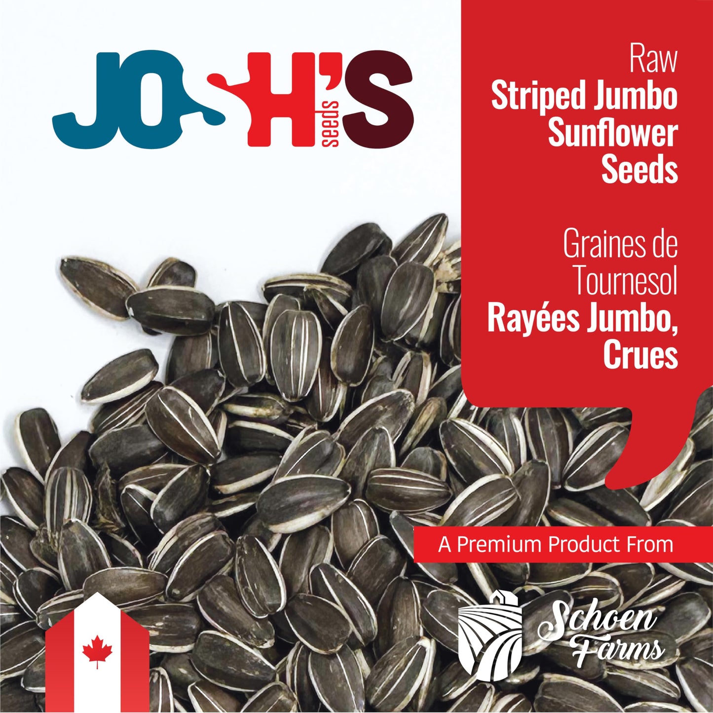 Josh's Seed Raw Striped Jumbo Sunflower Seeds (2 LBS) - Product of Canada