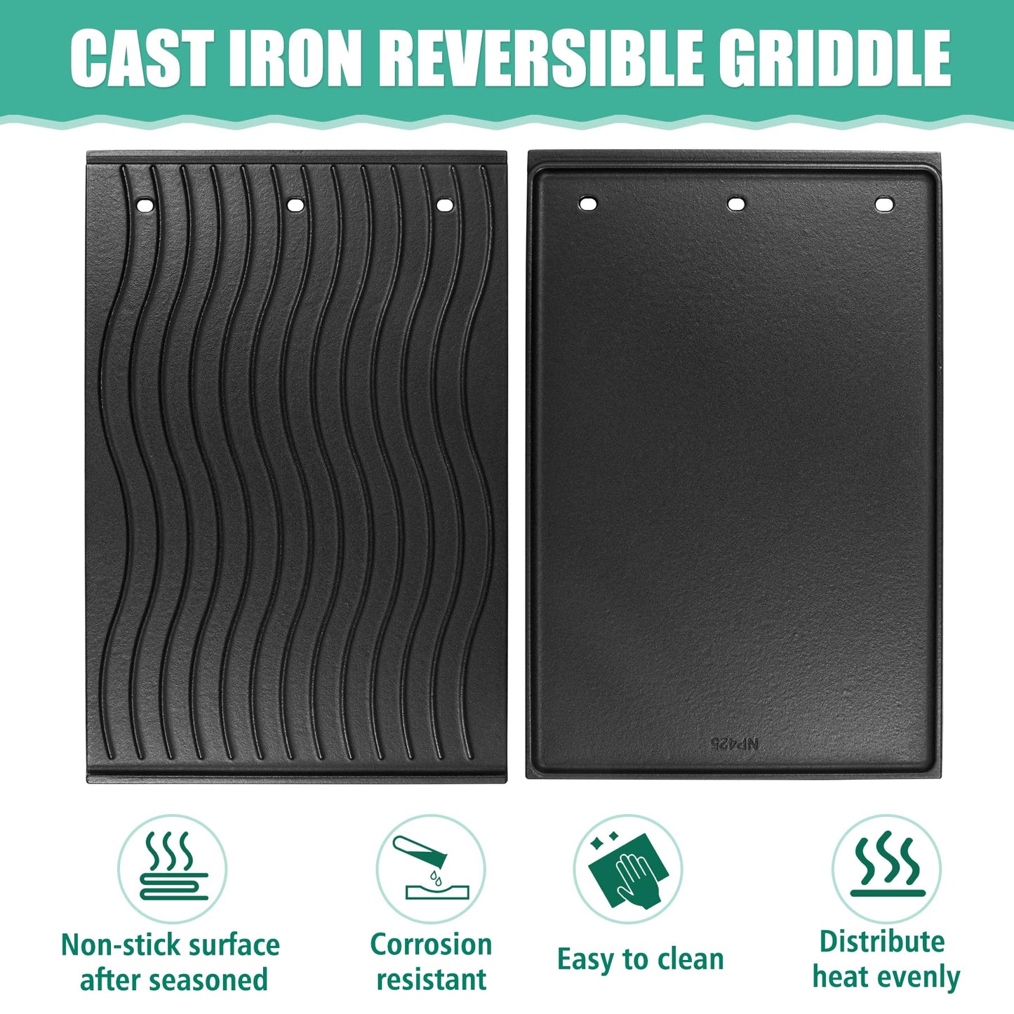 Rogue 425 Cast lron Griddle Replacement Parts for Napoleon 56425 56426, Cooking Griddle Rogue Insert for Napoleon Rogue 425, 625 and Freestyle Models