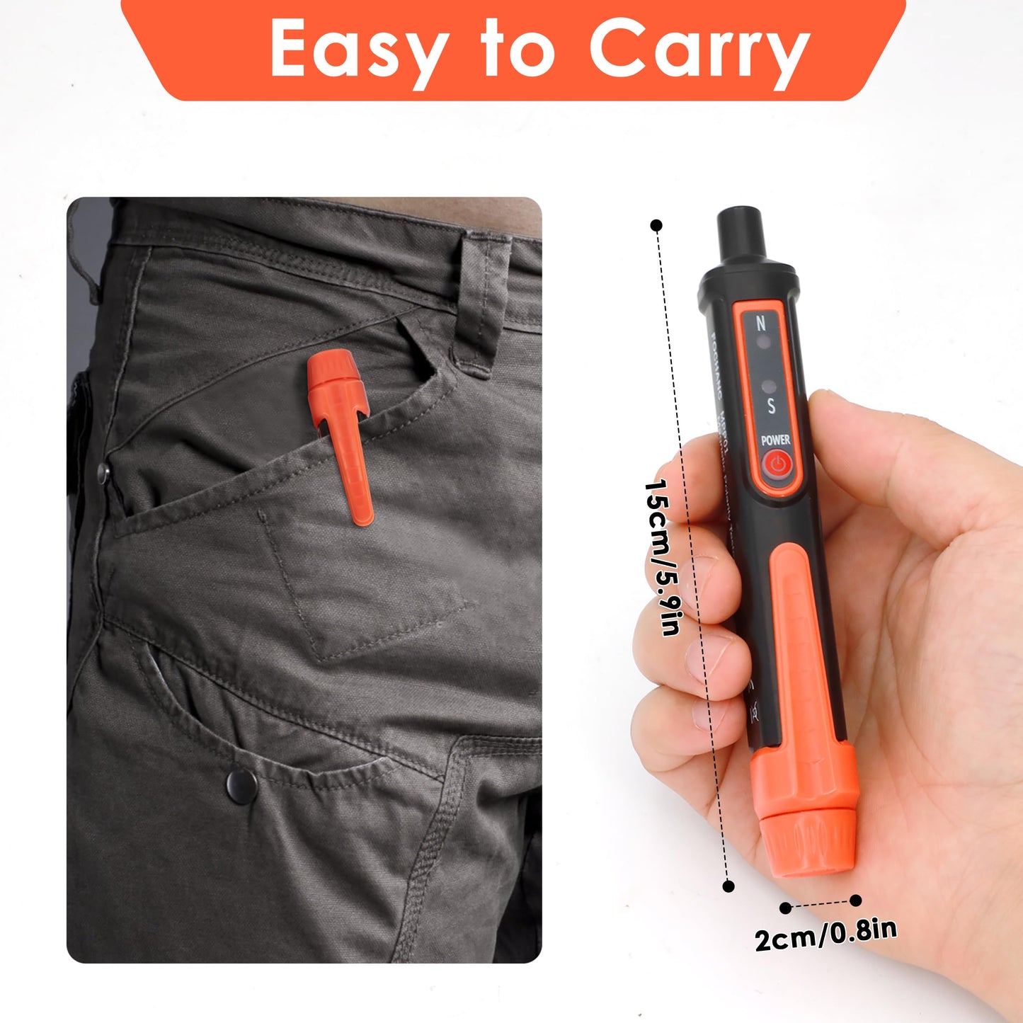 Magnetic Polarity Tester,Fochanc Magnet Detector,Identifying N/S Pole of Magnetic Objects,Battery Included (Orange)