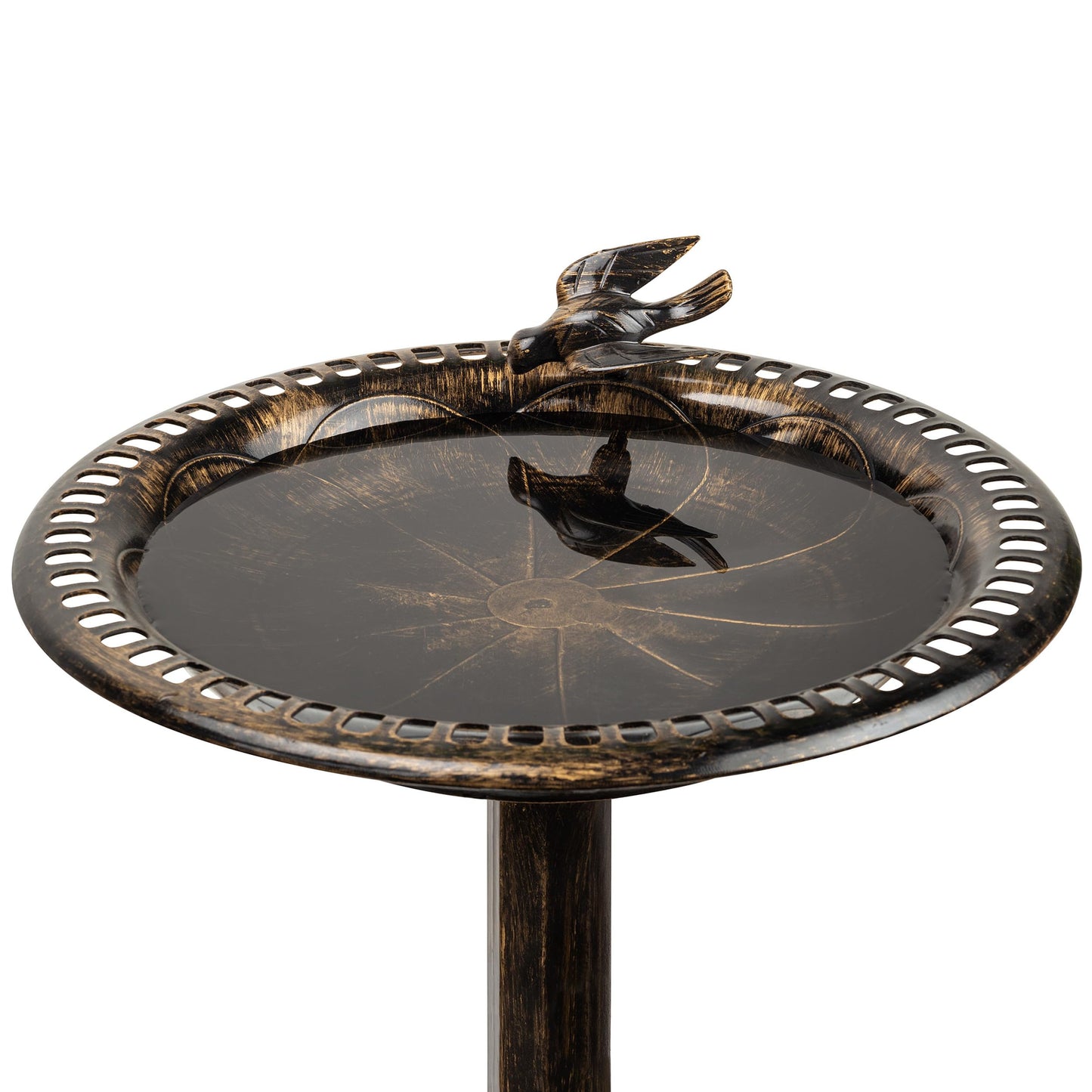 Alpine Corporation 27" Tall Outdoor Antique Style Bronze Birdbath Bowl with Bird Figurine