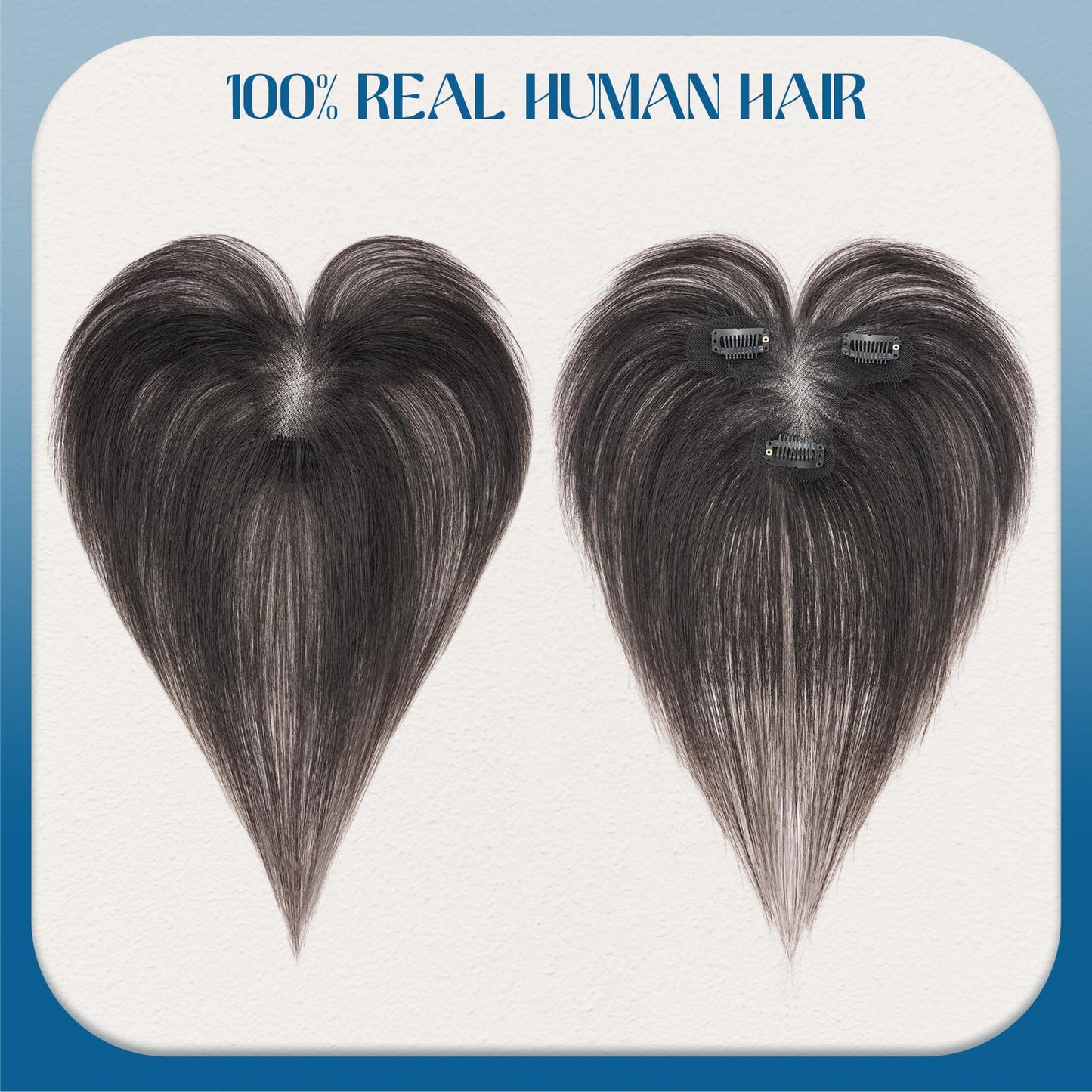 S-noilite Clip in Air Bangs Hair Topper Human Hair Bangs Clip for Women, T-part Lace Base Real Hair Topper Hair Piece for Daily Wear(Air Bangs,Natural Black)