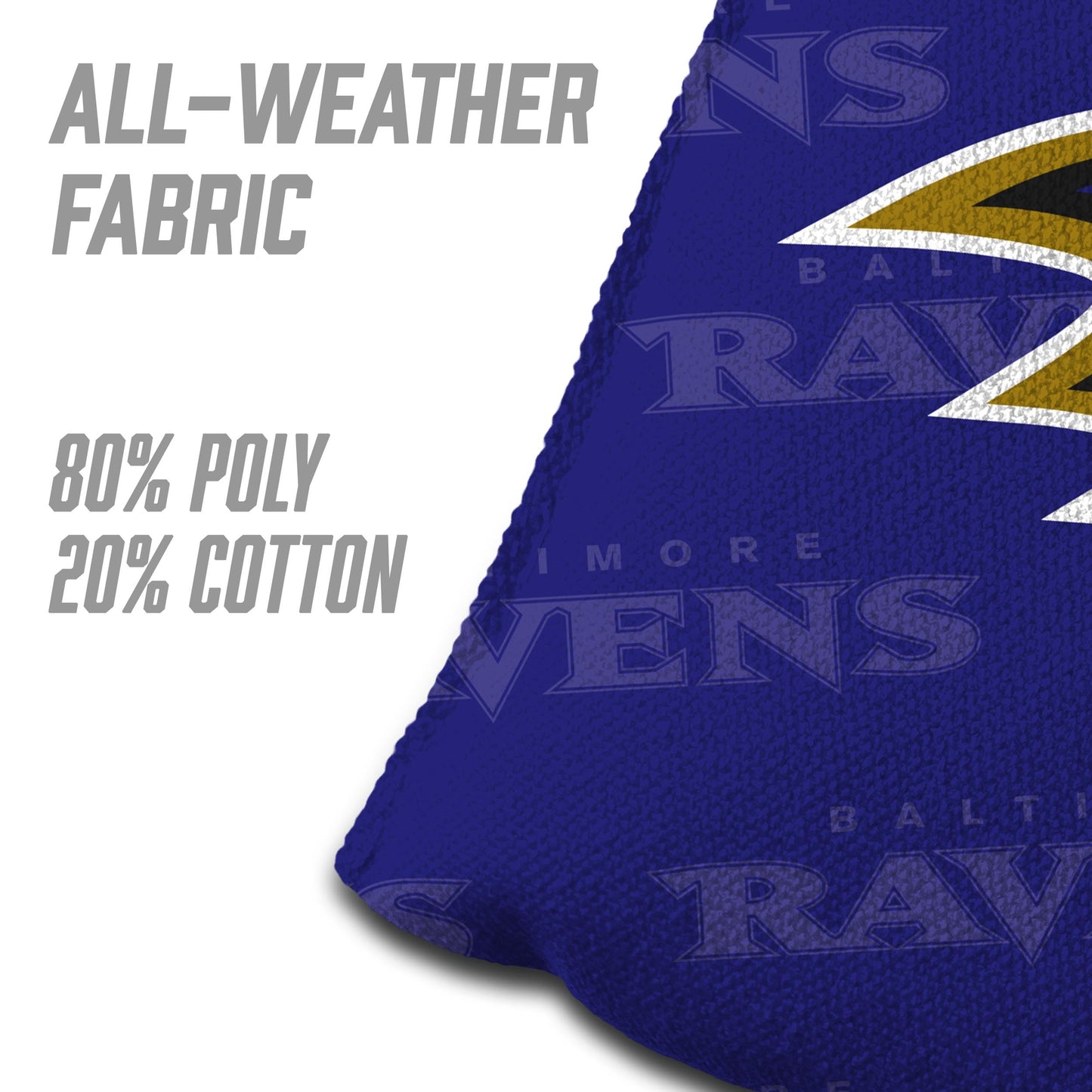 YouTheFan Officially-Licensed NFL Baltimore Ravens Set of 4 Cornhole Bags - All Weather Regulation 6” x 6” Size - 16oz Weight - Designed in USA
