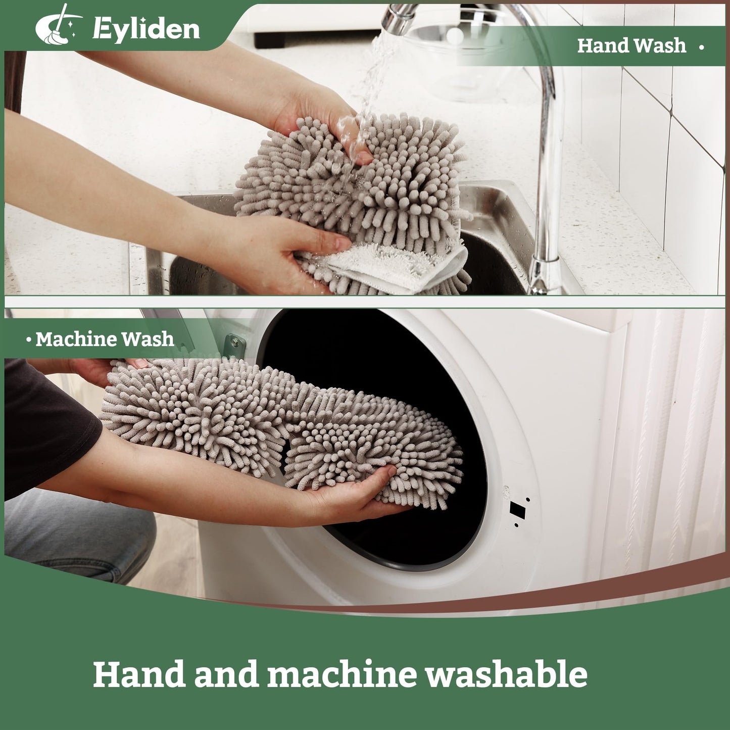 Eyliden Dual-Sided Flip Mop - One Side for Scrubbing, One Side for Dusting - Microfiber Flat Dust Mop with 2 Washable Mop Pads, Wet Dry Mops for Hardwood Tile Laminate Ceramic Marble Floor Cleaning