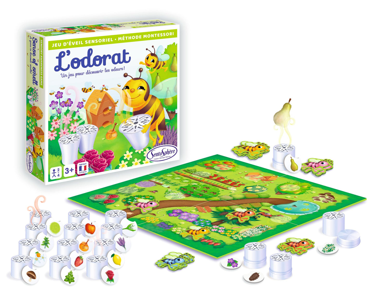 Sentosphère - L'Odorat - Jeu d'Éveil Sensoriel pour les enfants - Découvre les Odeurs - Activitée Éducative et Olfactive - Montessori - À Partir de 3 Ans - 2-4 Joueurs - 001366
