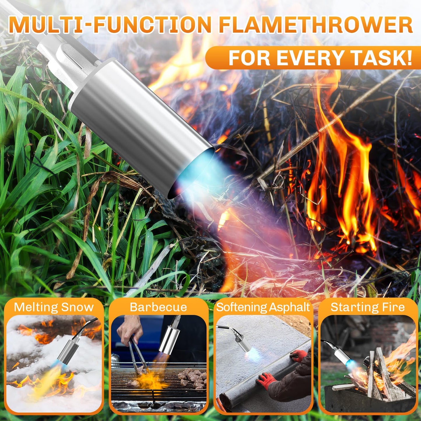 WELLUCK Torch Weed Burner, Weed Torch Weeder with 11.5FT Hose for Weeding, Barbecue, Asphalt, Snow Melting