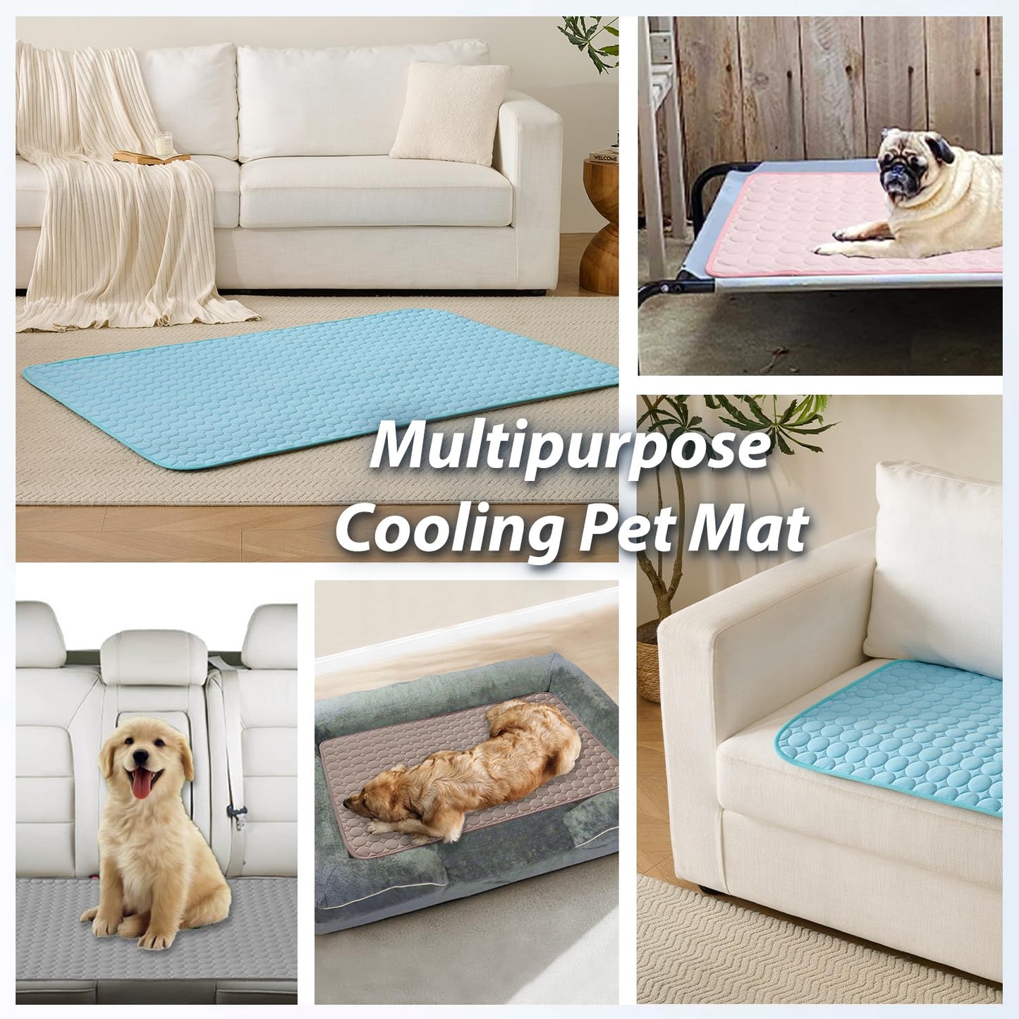 MICROCOSMOS Summer Cooling Mat & Sleeping Pad- Water Absorption Top, Materials Safe, Easy Carry, EZ Clean. Keep Cooling for Pets, Kids and Adults.(Pink, 48" x24")