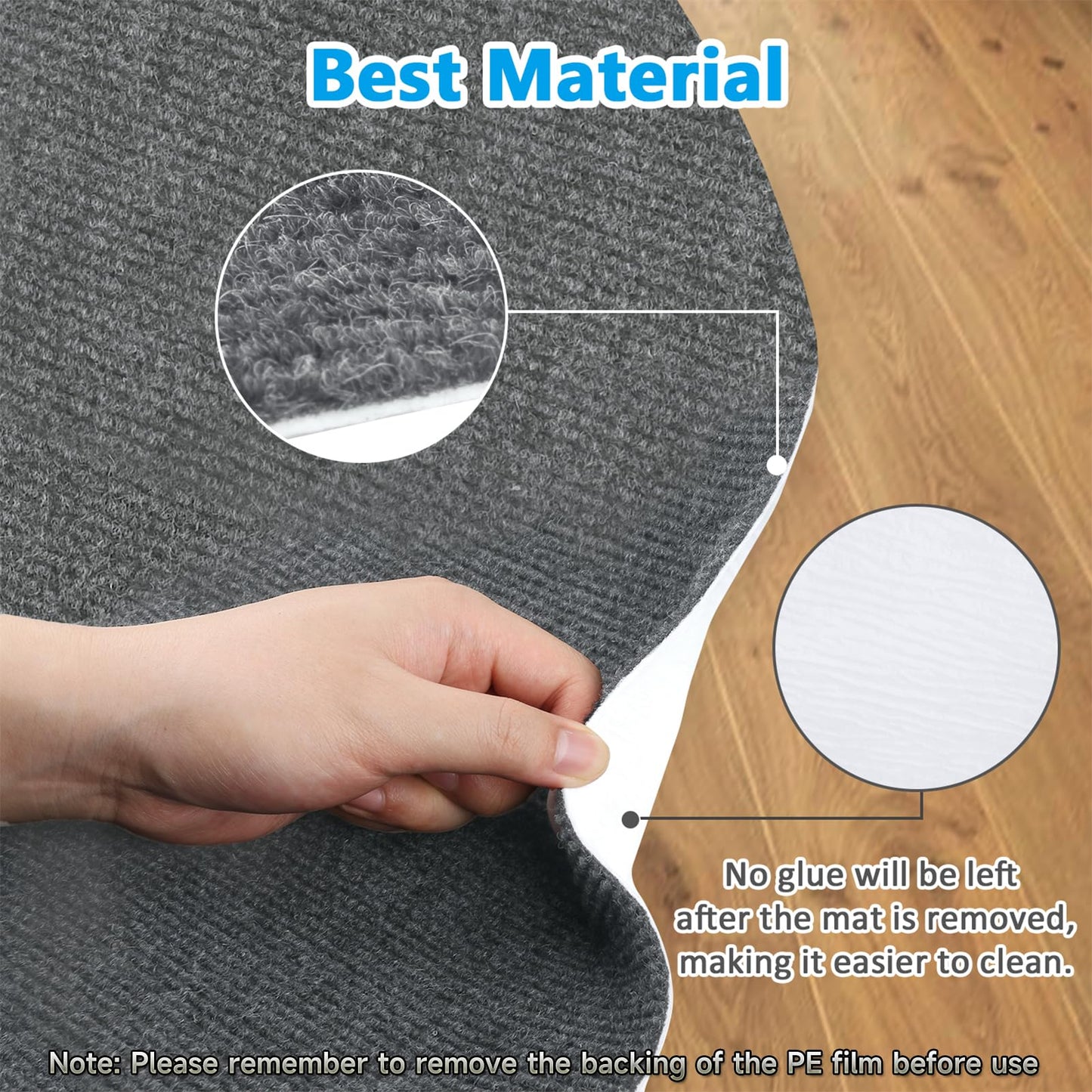 Chair Mat for Hardwood Floor 47.2" Round Office Chair Mat Computer Gaming Chair Mat Floor Anti Slip Mat Low-Profile Desk Chair Pad Carpet Hard Floor Protector Rug Cushion for Home Office (Dark Grey)