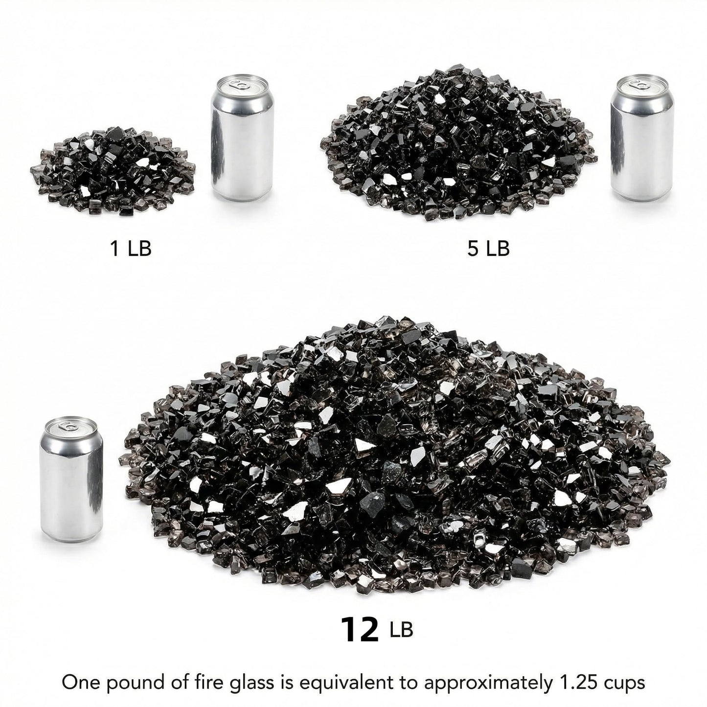 Goaste 12 Pound Fire Pit Glass, 1/2 Inch Reflective Fire Glass, Decorative Tempered Glass Rocks for Fire Pit, Fire Table, Gas Fireplace, Safe for Outdoors and Indoors, High Luster Onyx Black