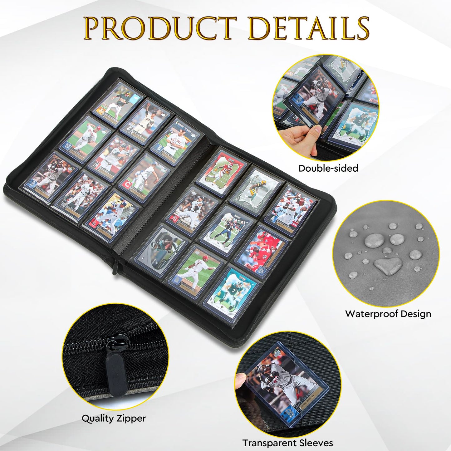 JoyHood Top Loader Binder, Top Loader Collection Album for Trading Cards and Sports Card Holds 252 Top Loaders, Not for Cards WITHOUT a Top Loader (Dark, 9 Pockets)