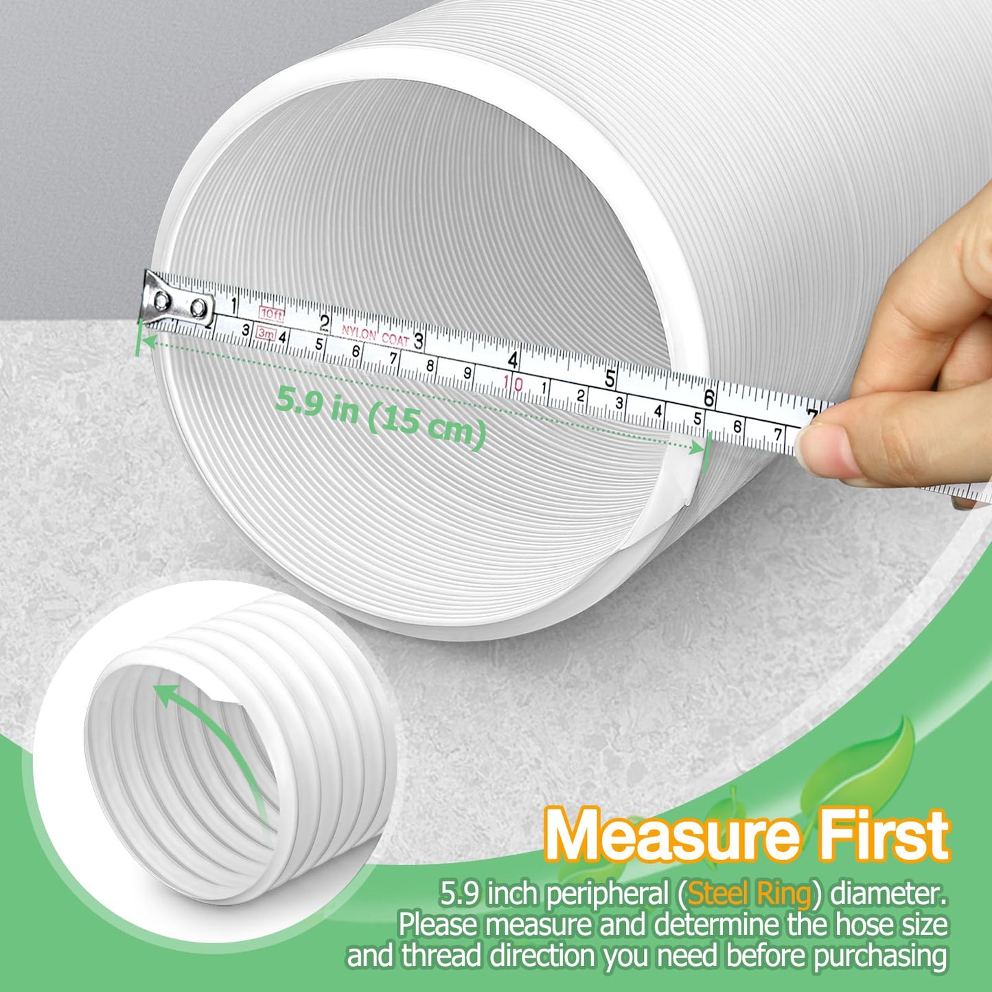 Air Conditioner Exhaust Vent Hose - 5.9 inch Diameter, 80" Length, Universal Counter-Clockwise Thread Air Vent Compatible with Whynter, Frigidaire, LG, Delonghi Toshiba, Delonghi, JHS