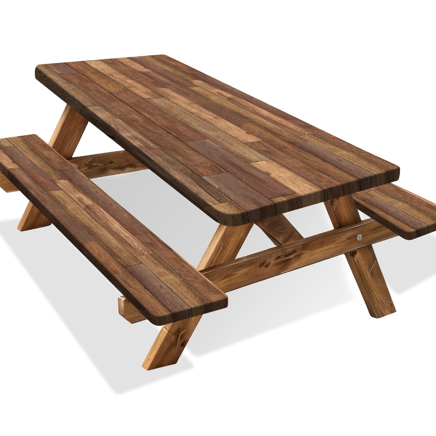 Kamoor Picnic Table Cover with Bench Covers Waterproof Camping Essentials Wooden Brown Elastic Outdoor Fitted Tablecloth Reusable Rectangle Table Cloth for RV Party Travel