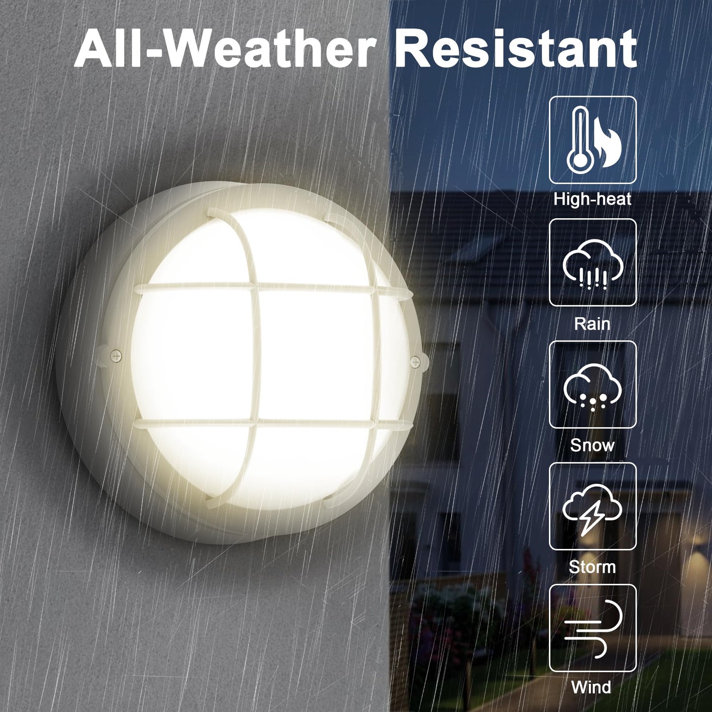 8” Bulkhead LED Light White Round,Nautical Outdoor Lights White Round LED Sauna Light Fxiture,8" Nautical Bulkhead Wall Light 3000K,1500 Lumen,15W