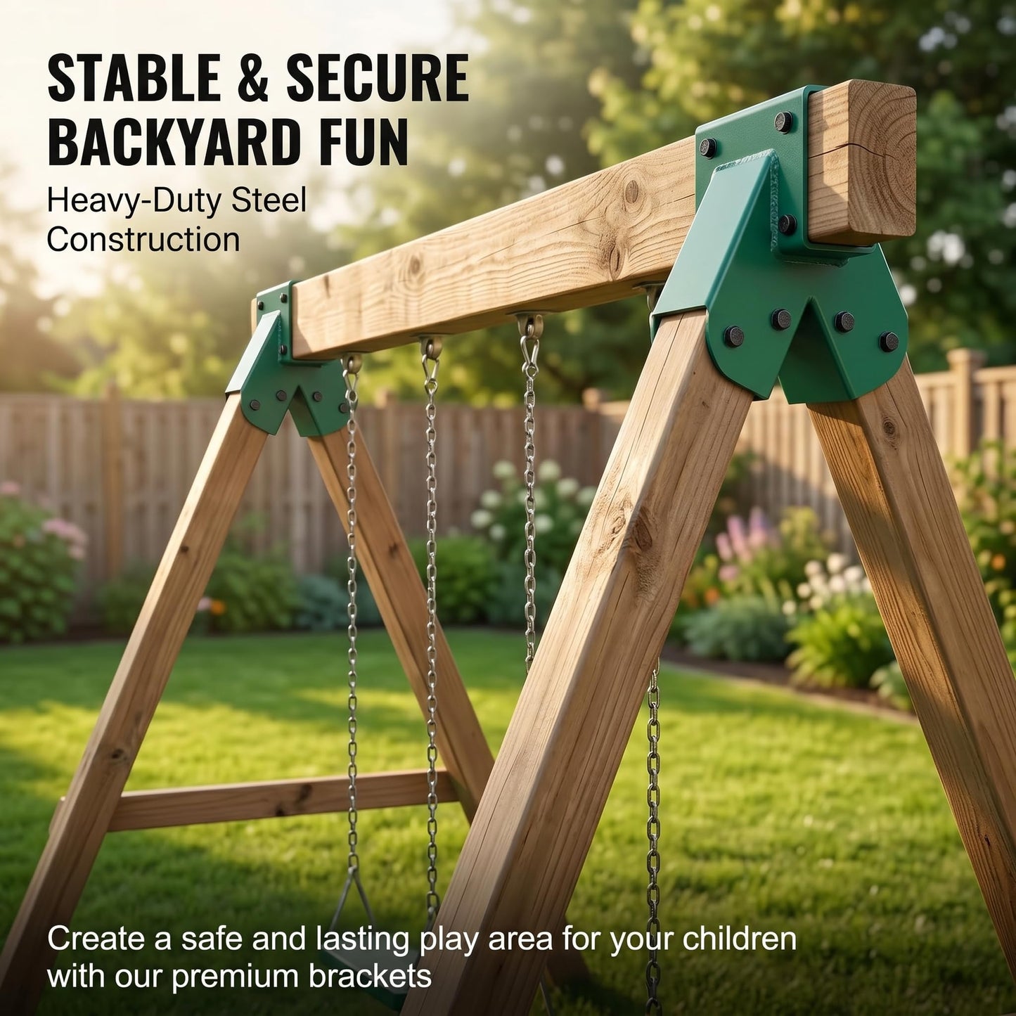 ORIGLE A-Frame Middle Swing Set Bracket Kit, Wood Swing Hardware for Outdoor Playground, Backyard Play Set Accessories with Complete Mounting Components