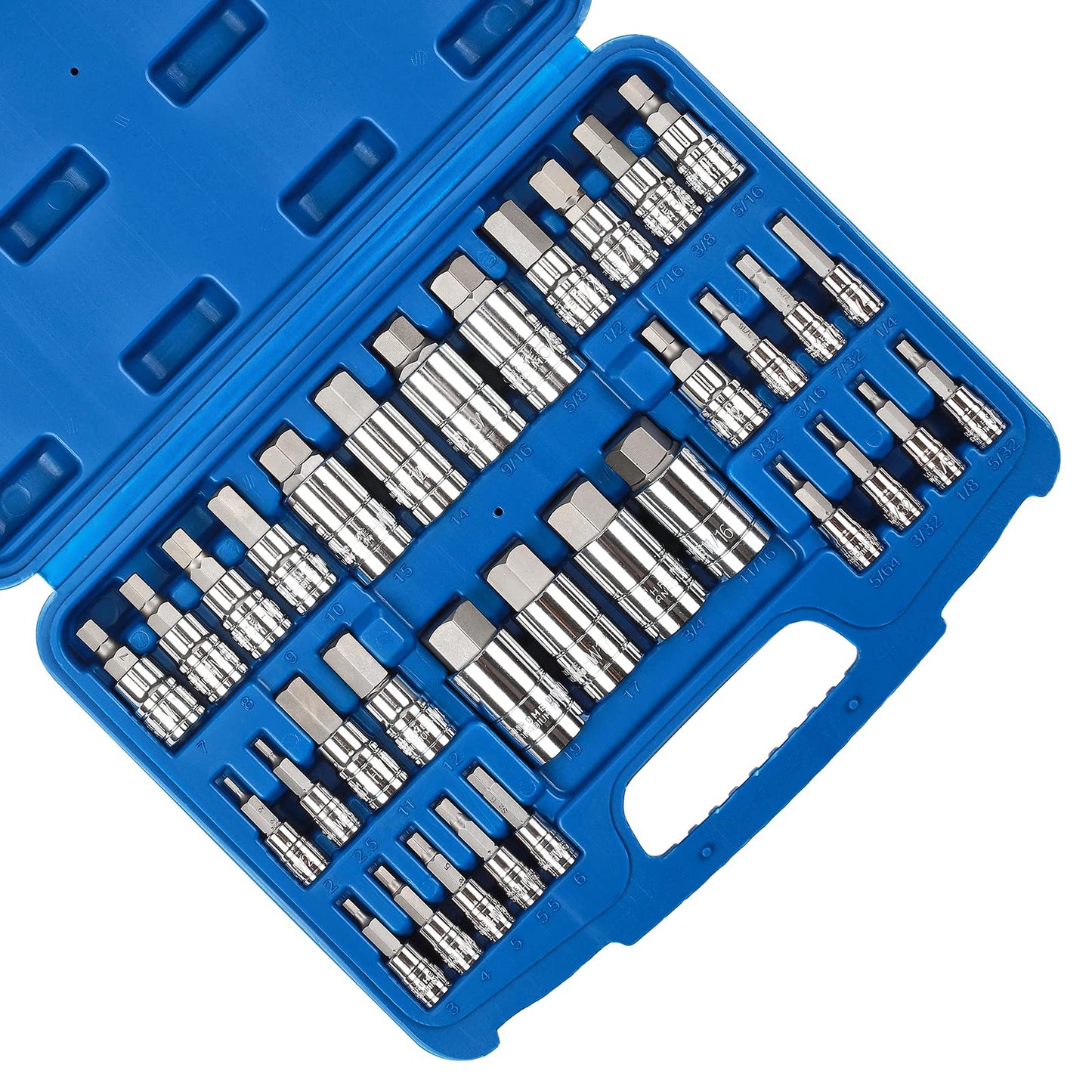 MIXPOWER 33 Piece Master Hex Bit Socket Set, S2 Steel, SAE and Metric, Allen Socket Bit, 5/64-inch to 3/4-inch, 2mm to 19mm Socket Tool Kit