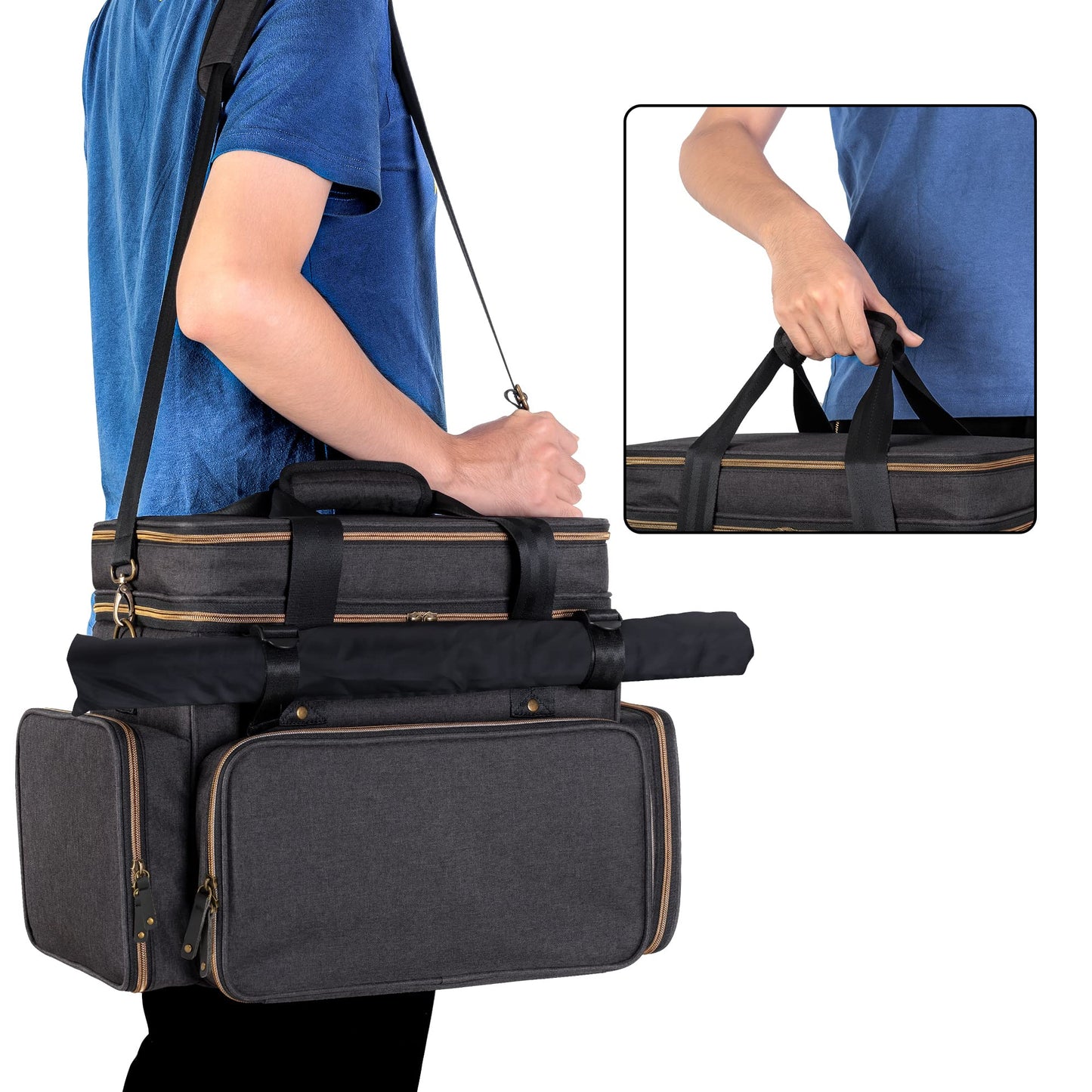Trunab Tabletop RPG Adventurer's Travel Bag Compatible with Dungeons and Dragons Large DND Bag with Miniatures’ Foam Layer, Battle Mat Storage Bag, Fits Player’s Handbook, Guide Map, Dice & More
