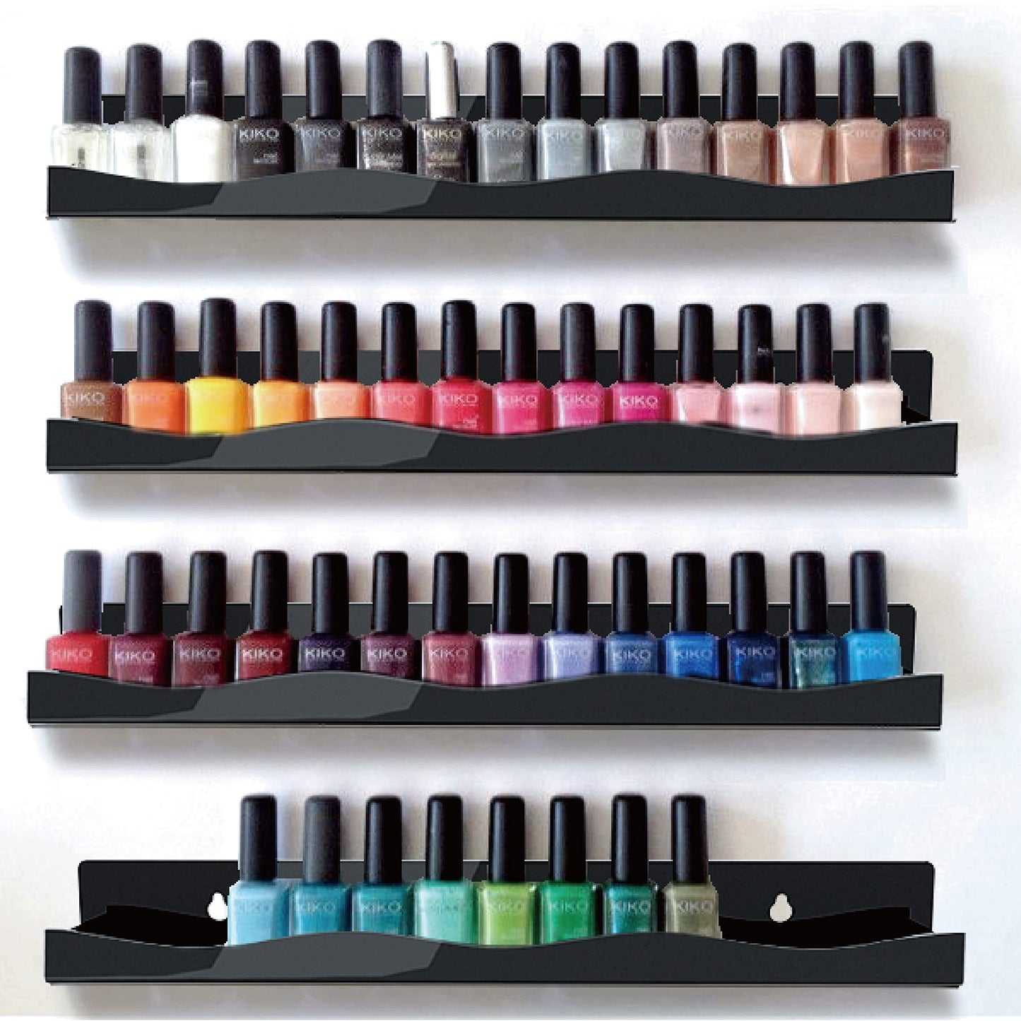 YMVV 15" Nail Polish Rack Wall Mounted Shelf,6 Pack Black Acrylic Organizer Supplies for Nail Techs,Great Display for Salons Retailers
