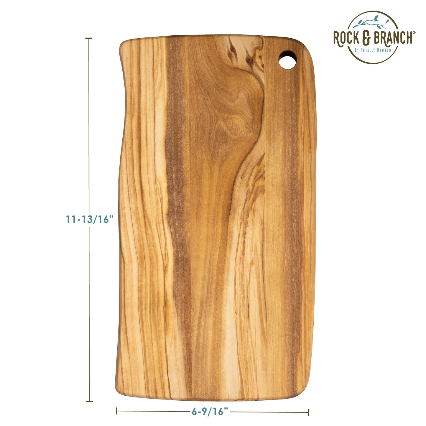 Rock & Branch Olive Wood Cutting and Serving Board, Wooden Chopping Board for Kitchen, 11-13/16" x 6-9/16"